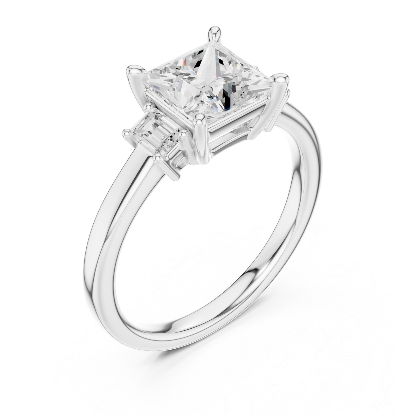  White Gold Pure Radiance Square Solitaire Ring Right View