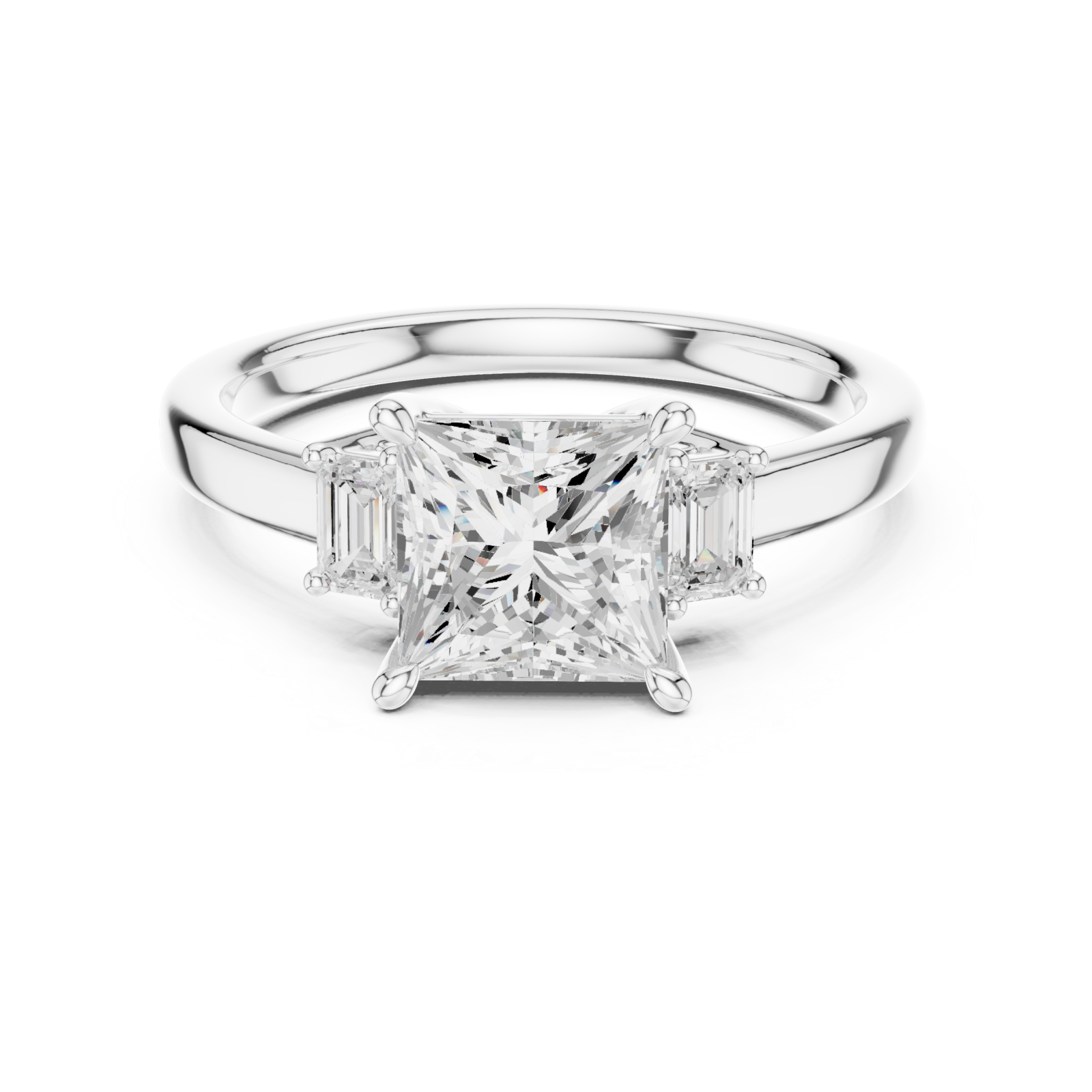  White Gold Pure Radiance Square Solitaire Ring Front View