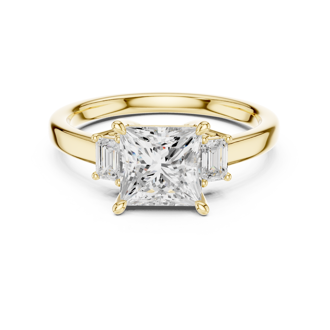 Gold Pure Radiance Square Solitaire Ring Right View
