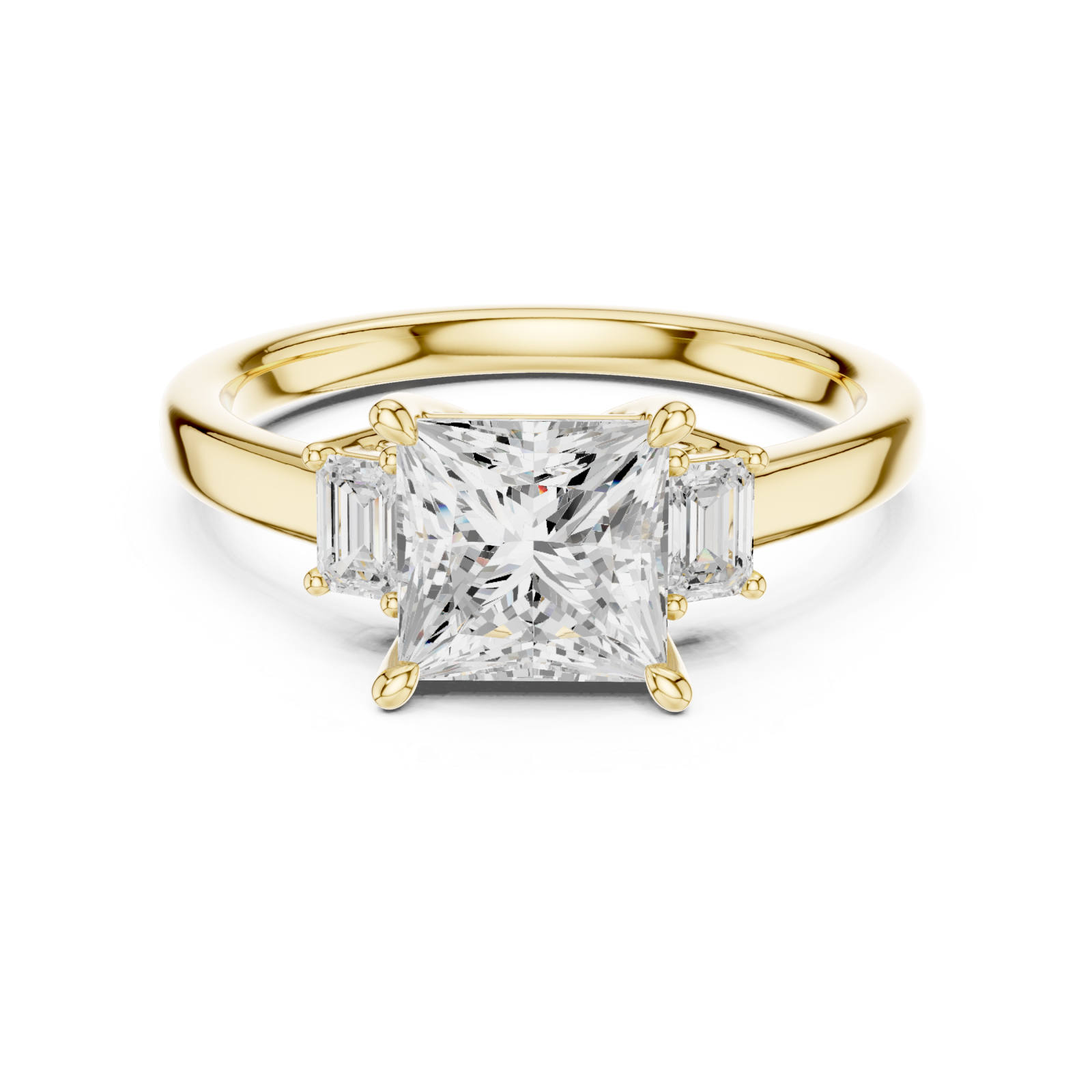  Gold Pure Radiance Square Solitaire Ring Front View