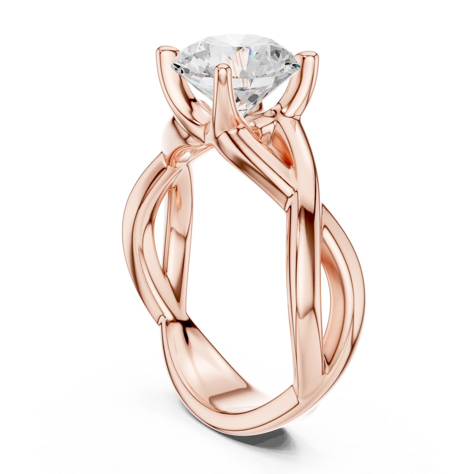  Rose Gold Eternal Twist Radiant Band Ring Left View