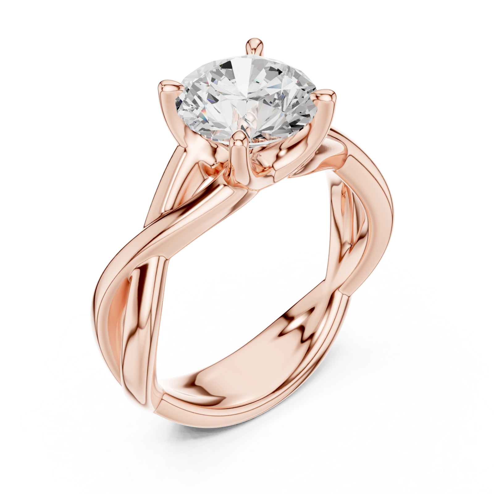  Rose Gold Eternal Twist Radiant Band Ring Right View