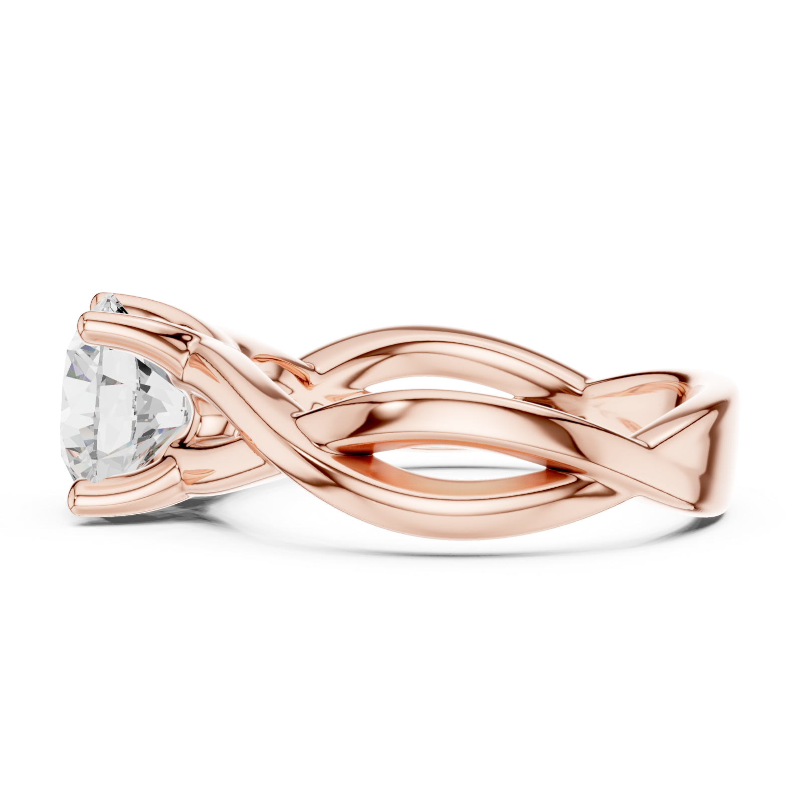  Rose Gold Eternal Twist Radiant Band Ring Side View
