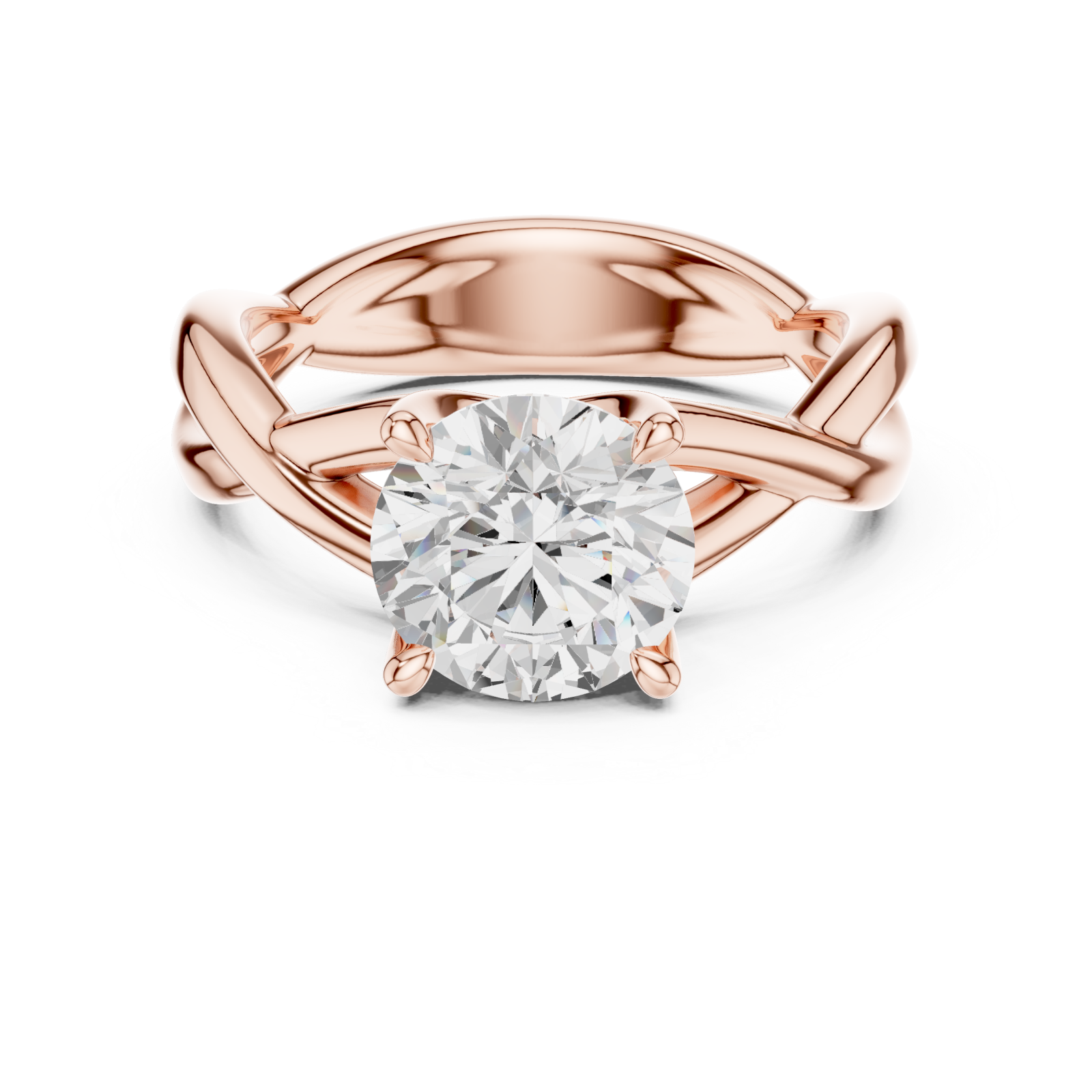 Rose Gold Eternal Twist Radiant Band Ring Front View