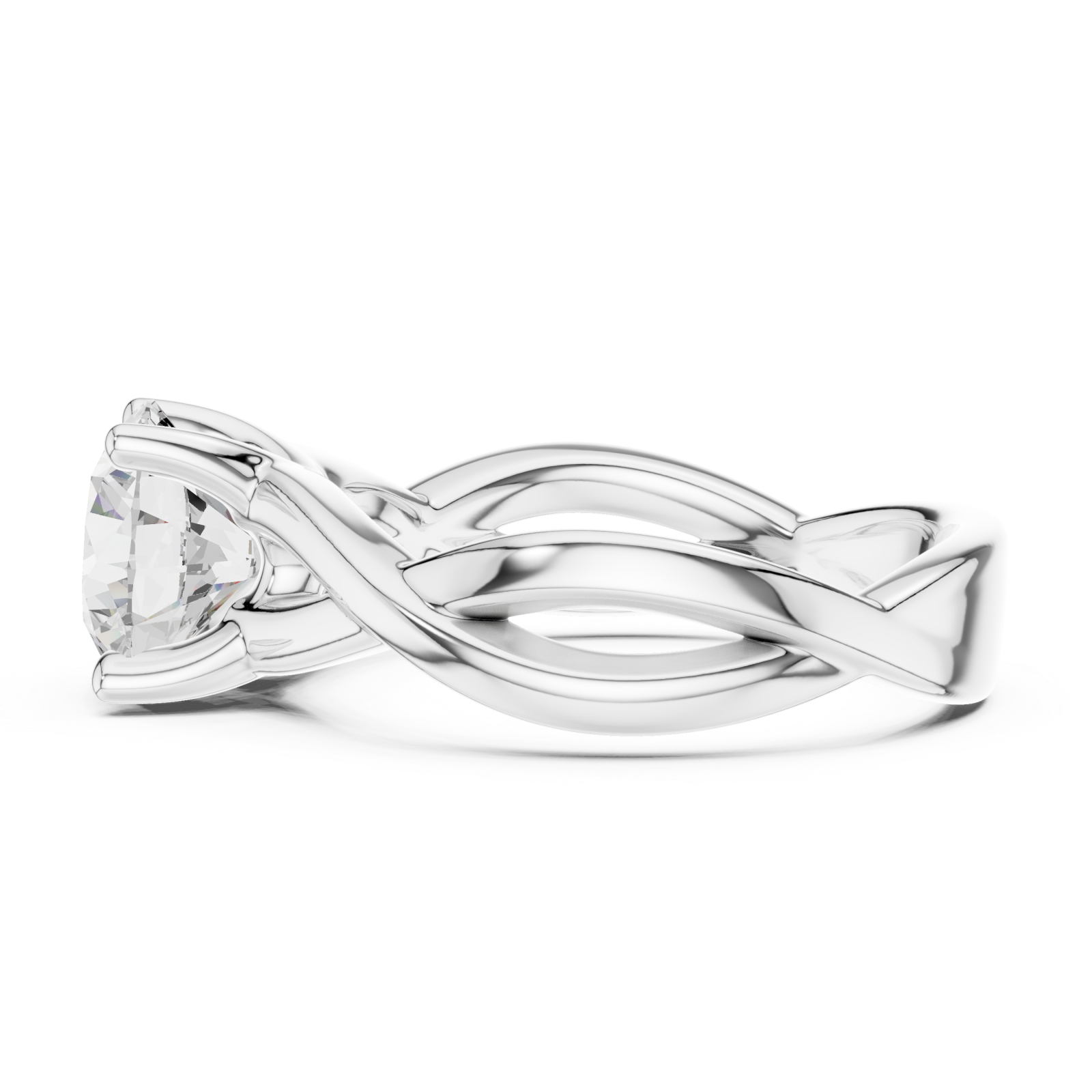  White Gold Eternal Twist Radiant Band Ring Side View