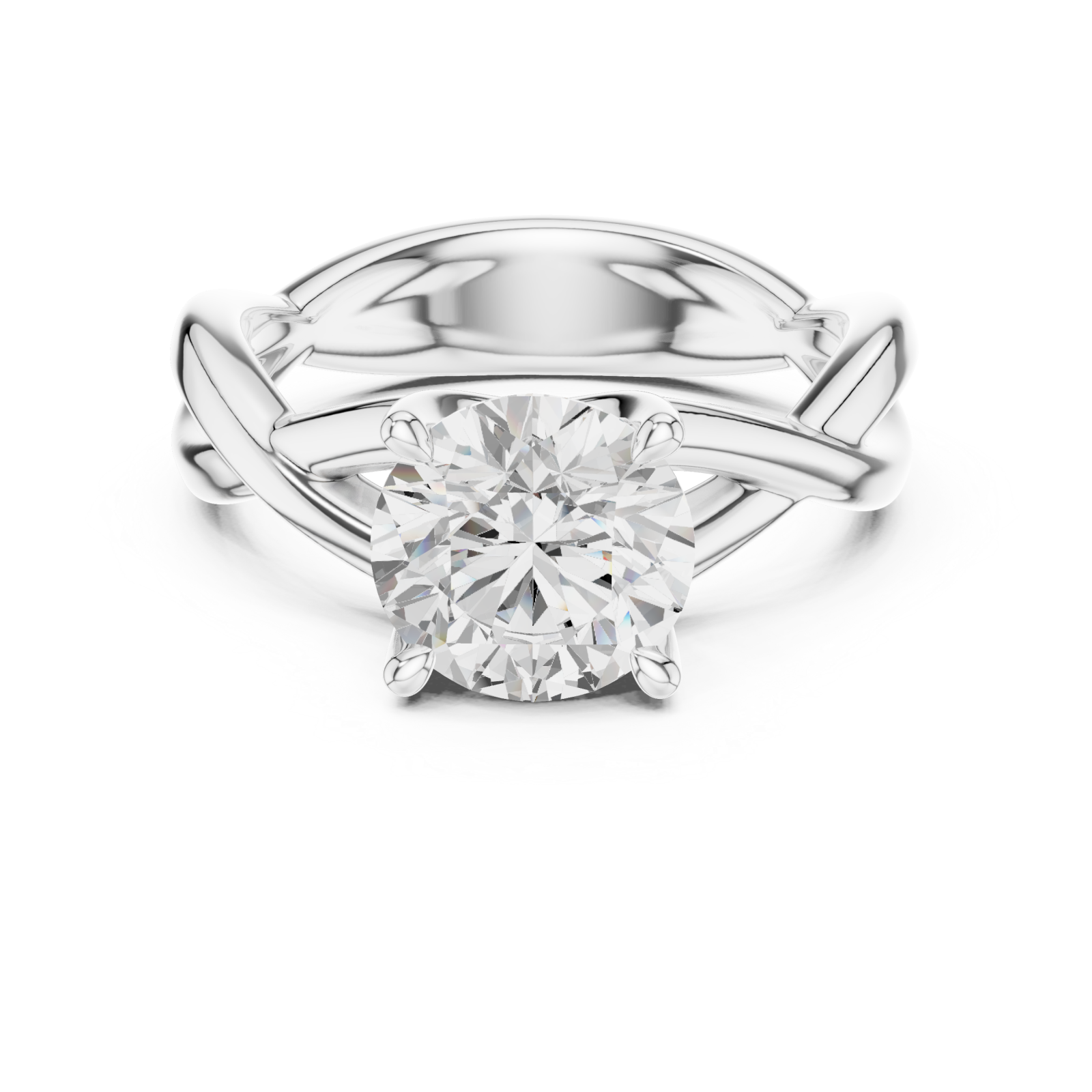  White Gold Eternal Twist Radiant Band Ring Front View