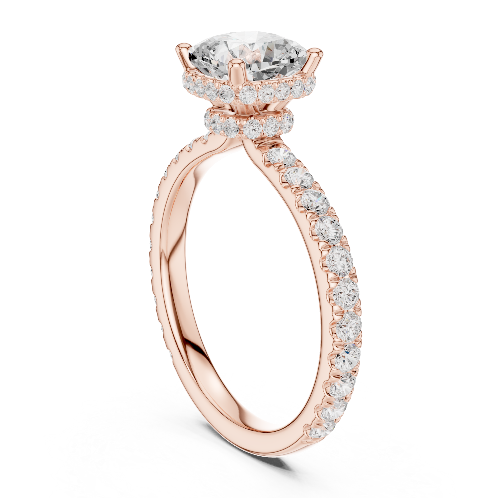  Rose Gold Celestial Promise Halo Band Ring Left View