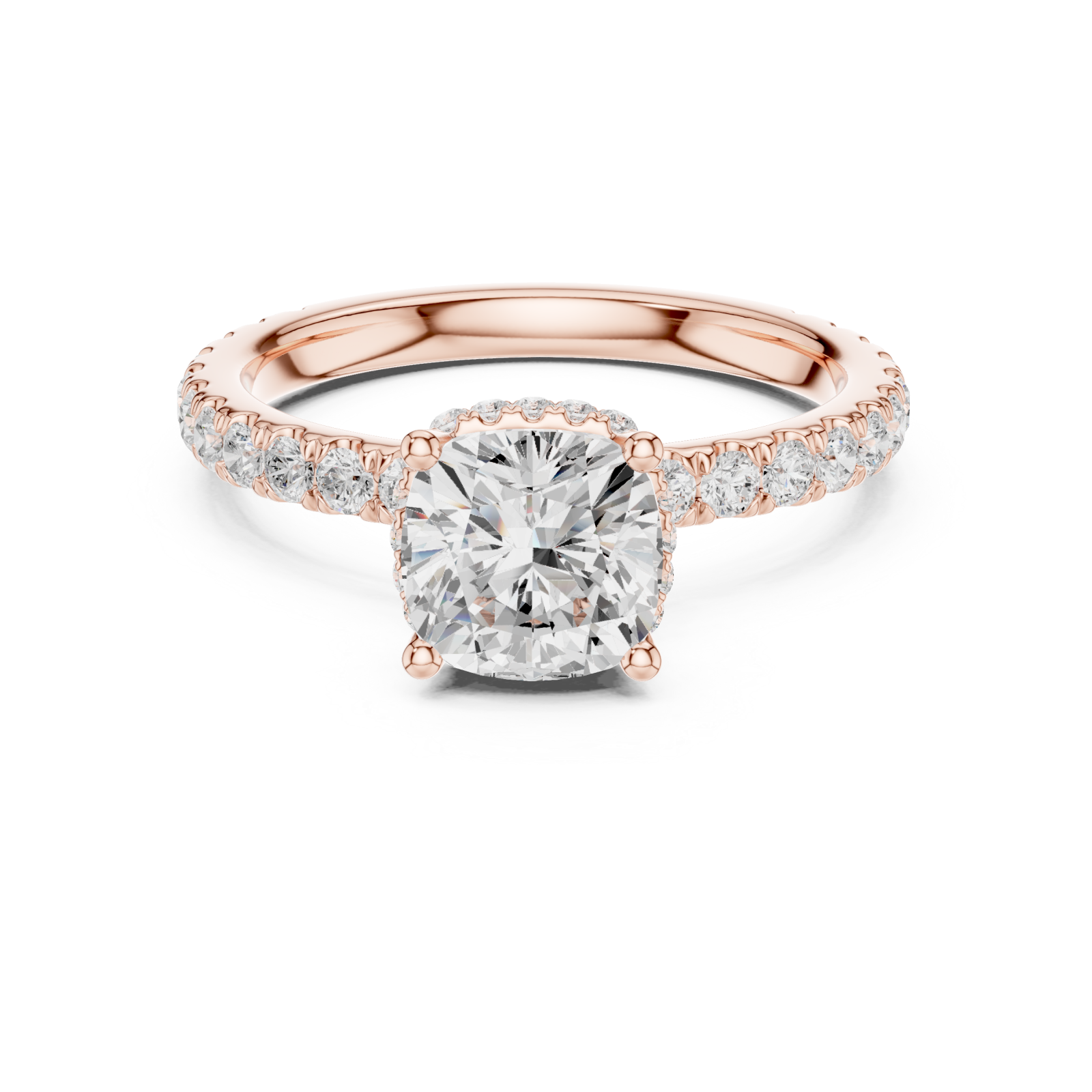  Rose Gold Celestial Promise Halo Band Ring Front View