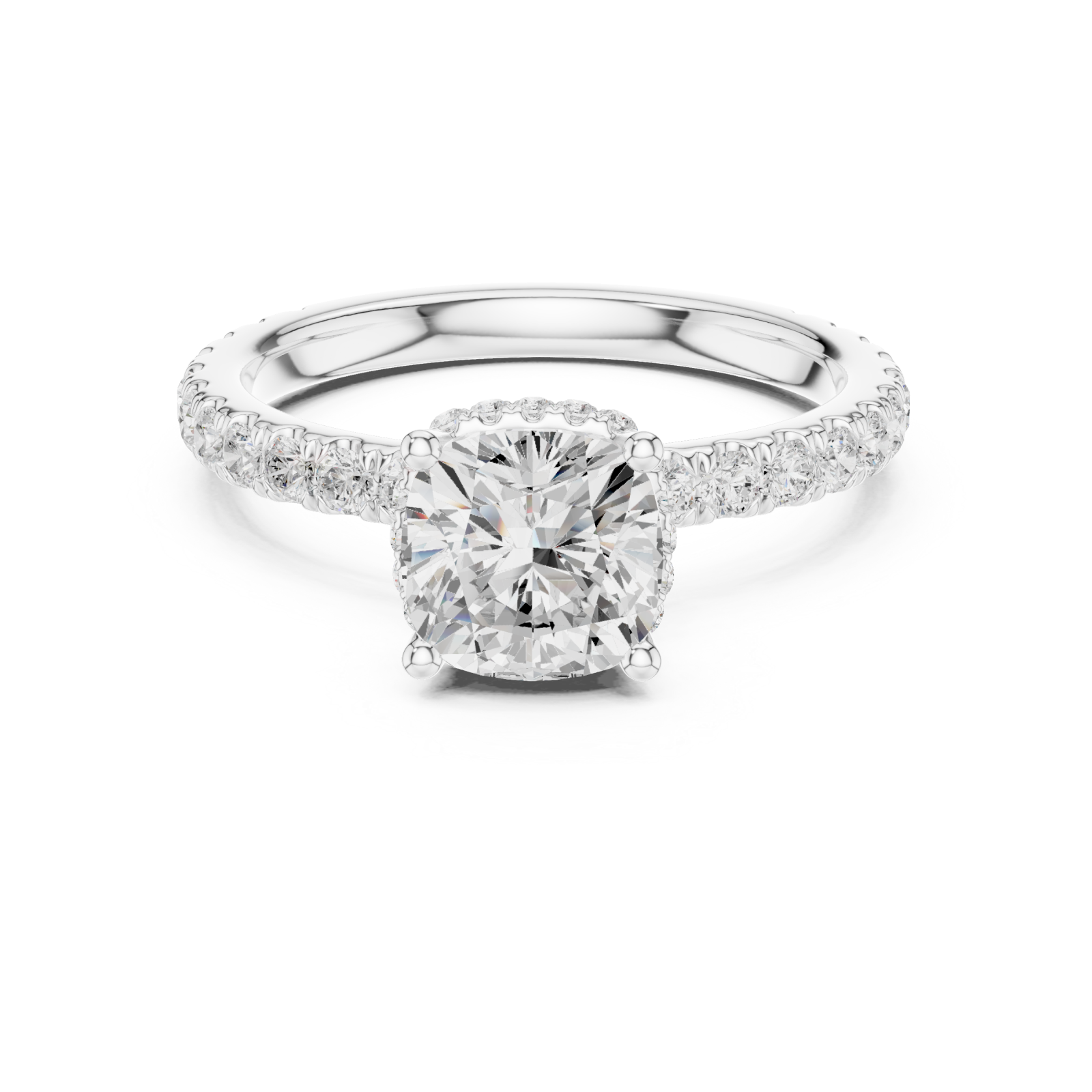  White Gold Celestial Promise Halo Band Ring Front View
