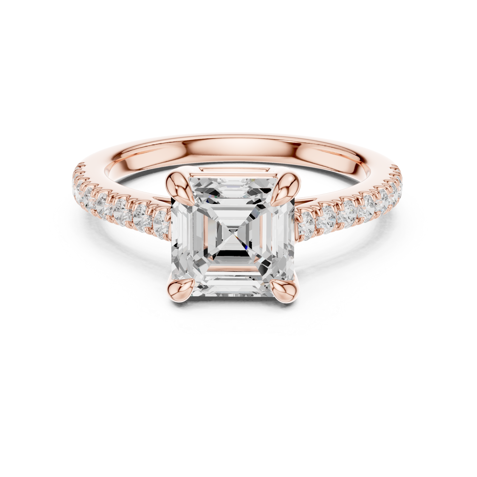  Rose Gold Radiant Harmony Solitaire Ring Front View