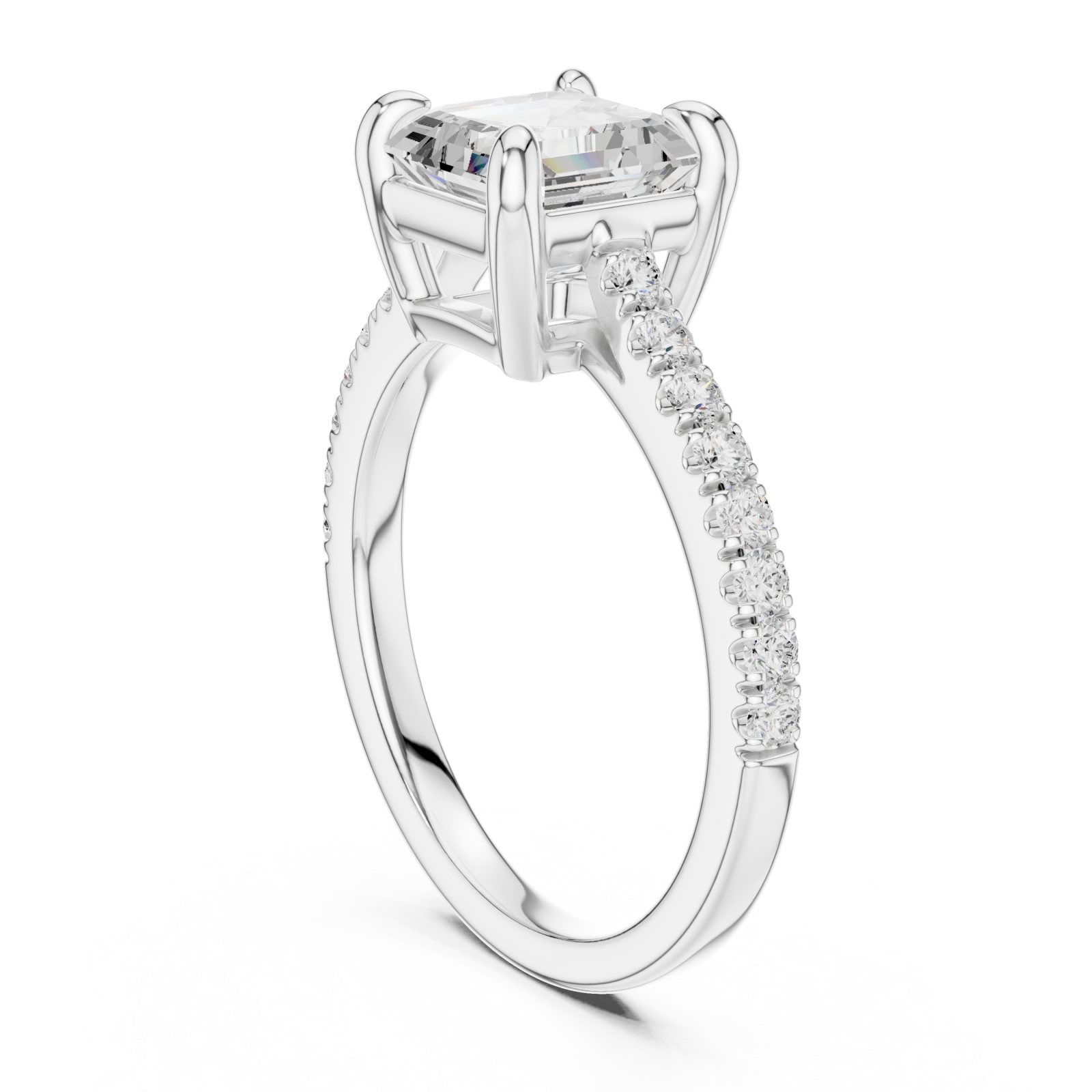  White Gold Radiant Harmony Solitaire Ring Left View