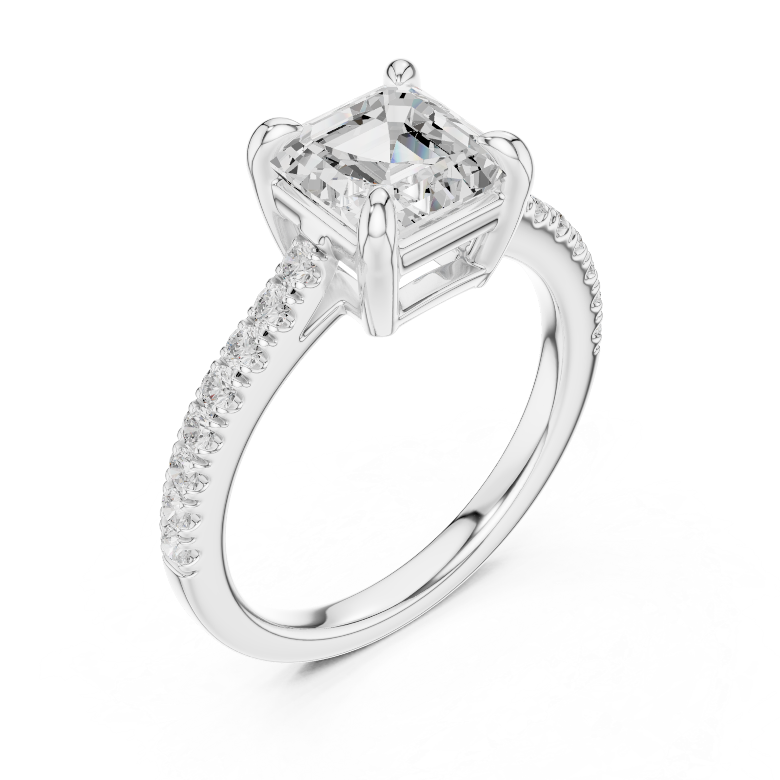  White Gold Radiant Harmony Solitaire Ring Right View