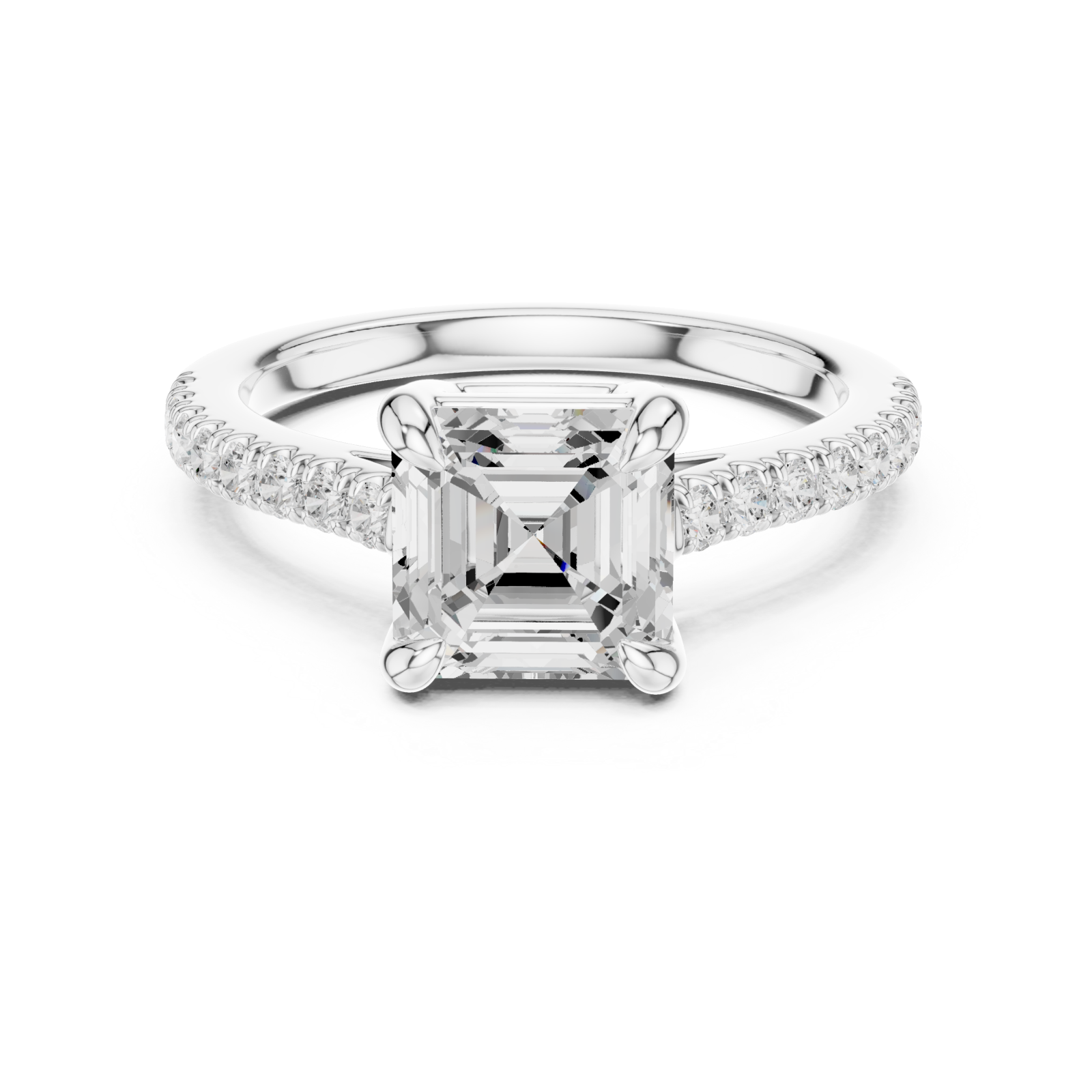  White Gold Radiant Harmony Solitaire Ring Front View