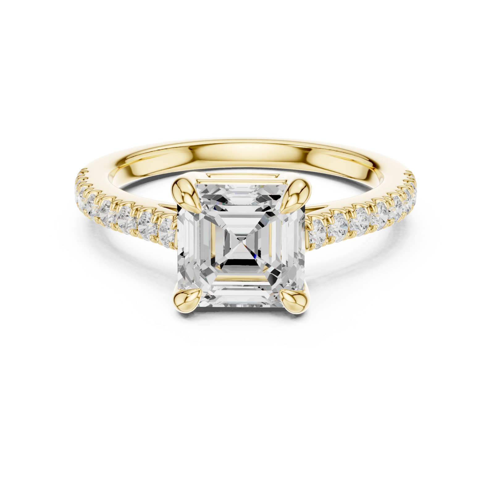  Gold Radiant Harmony Solitaire Ring Front View