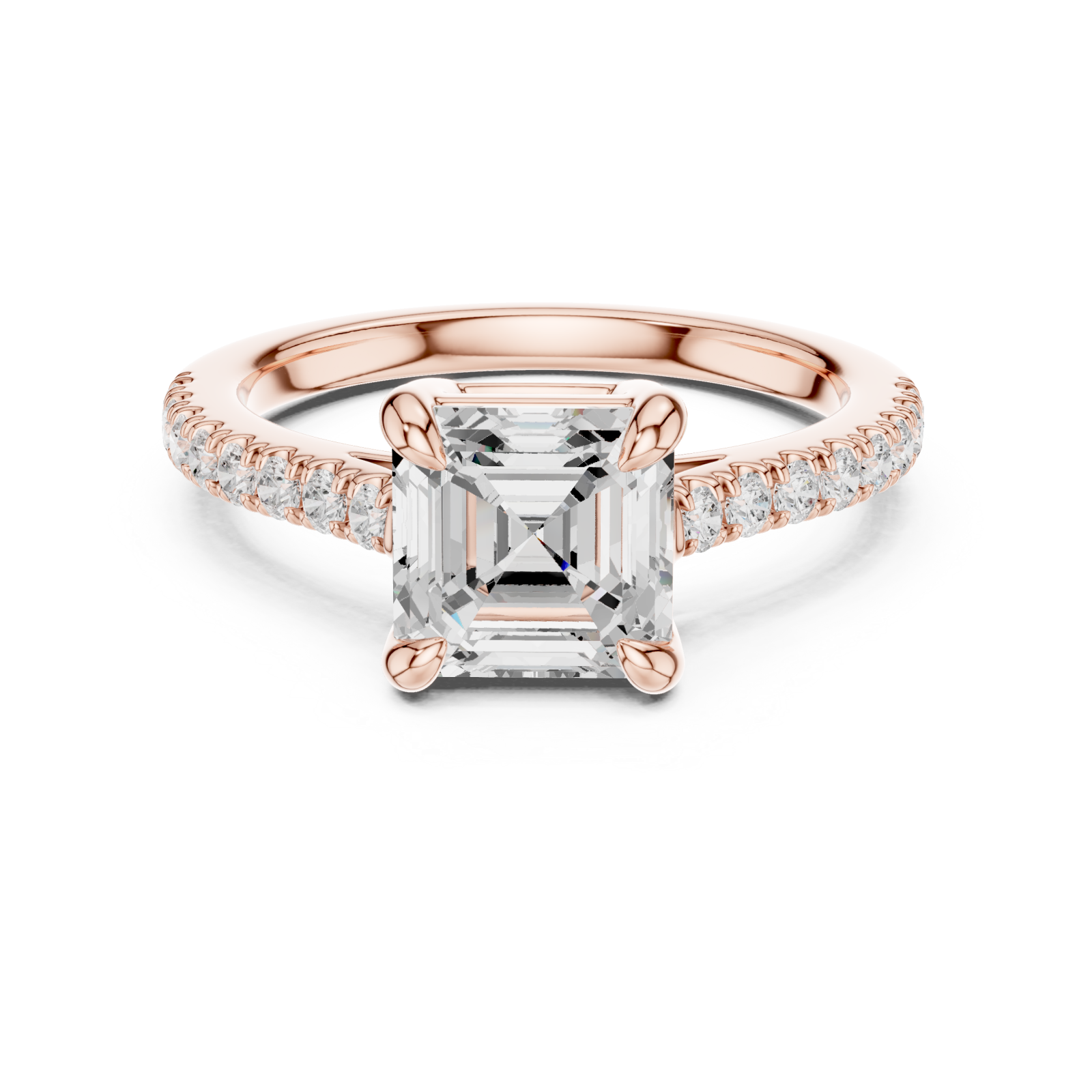  Rose Gold Classic Halo Embrace Ring Front View