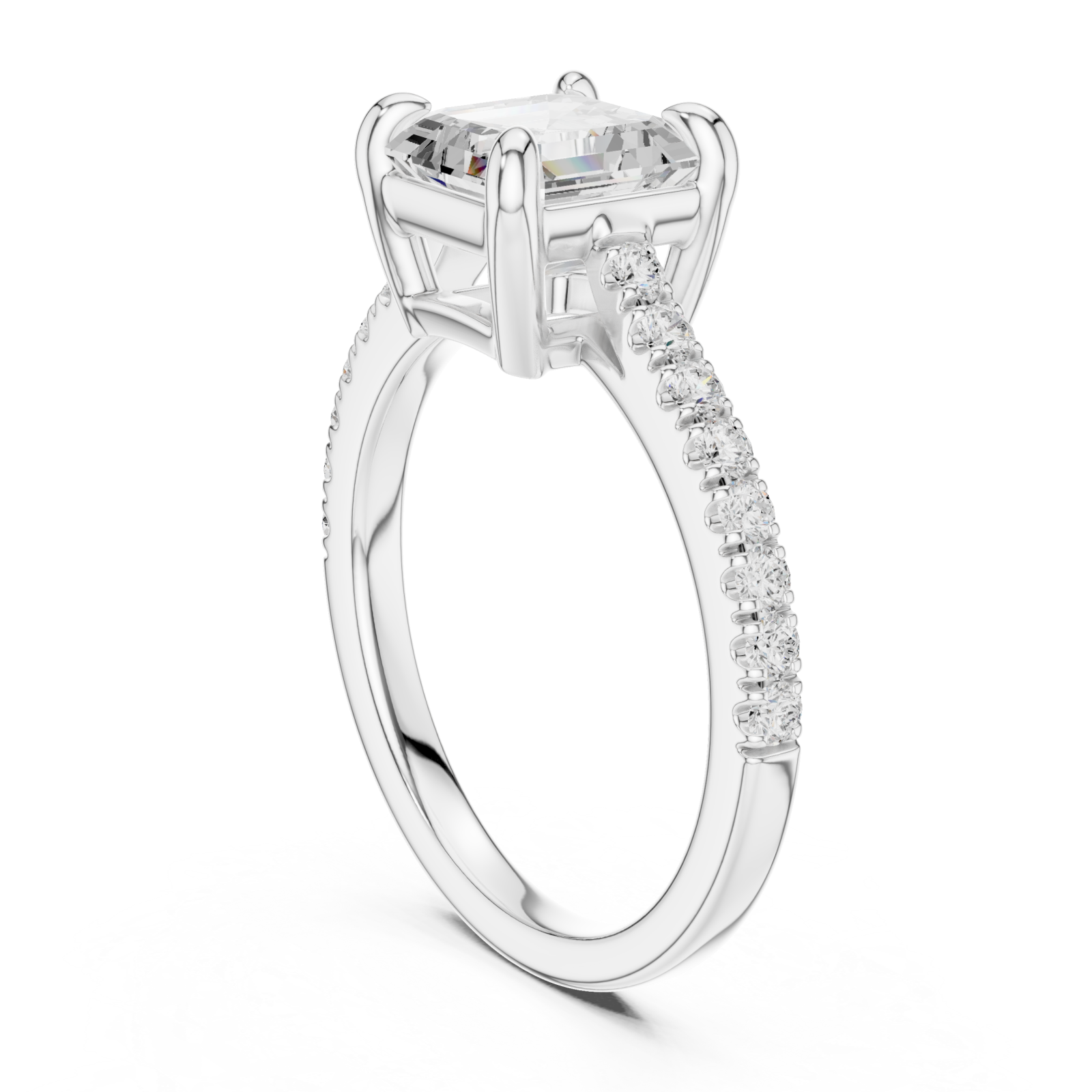  White Gold Classic Halo Embrace Ring Left View