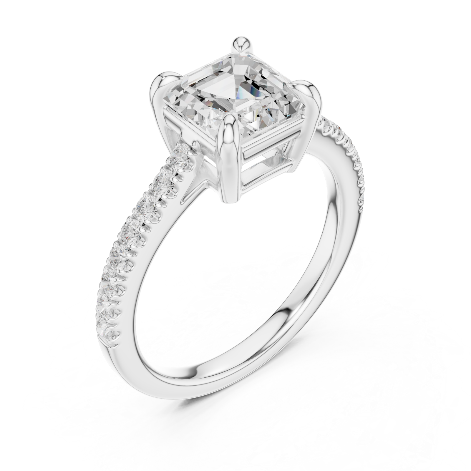  White Gold Classic Halo Embrace Ring Right View
