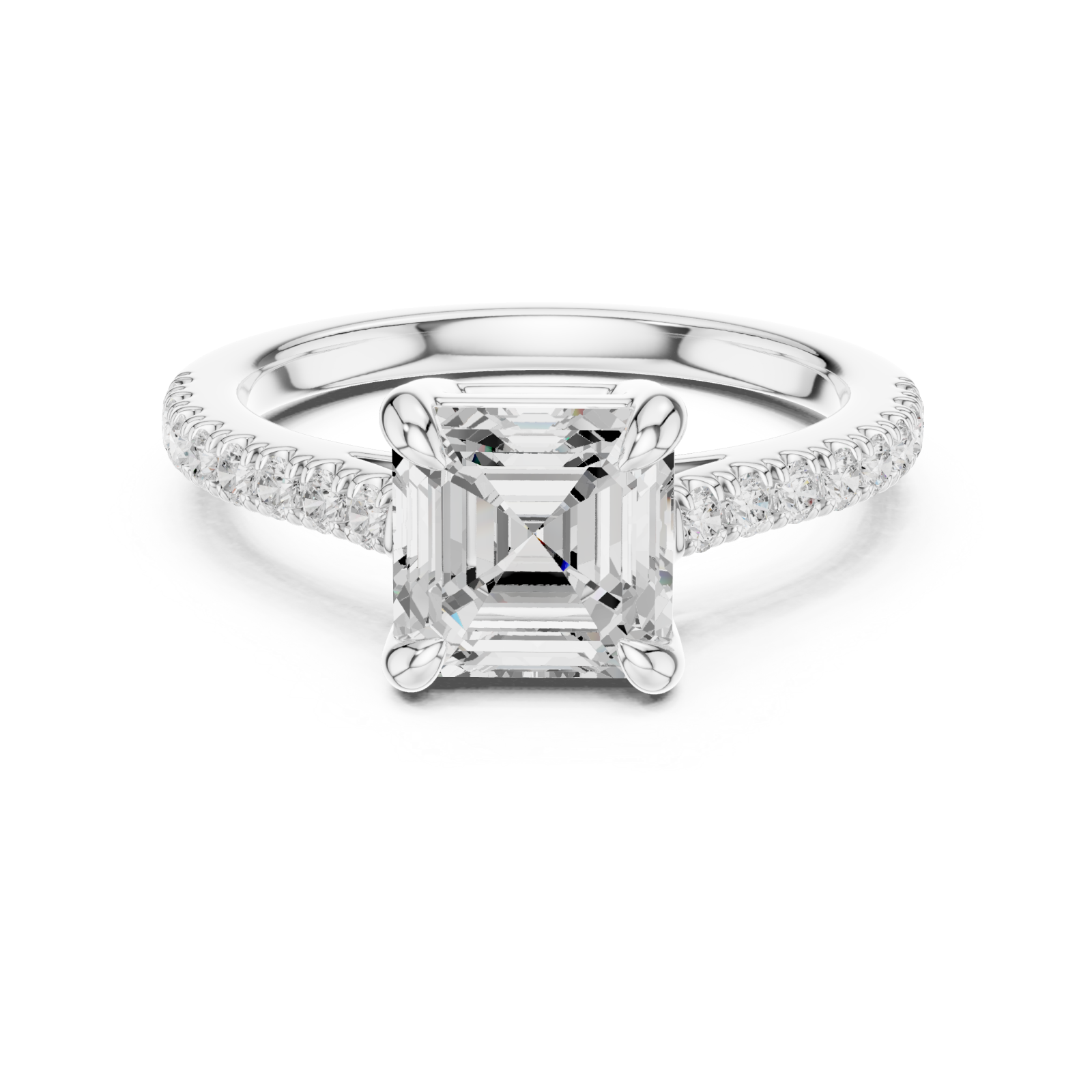  White Gold Classic Halo Embrace Ring Front View