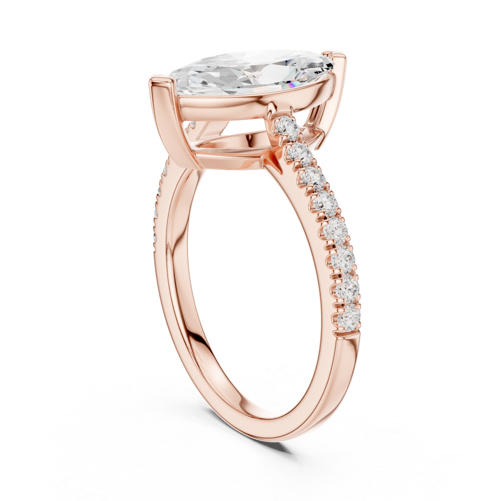  Rose Gold Lustre Crown Marquise Ring Left View