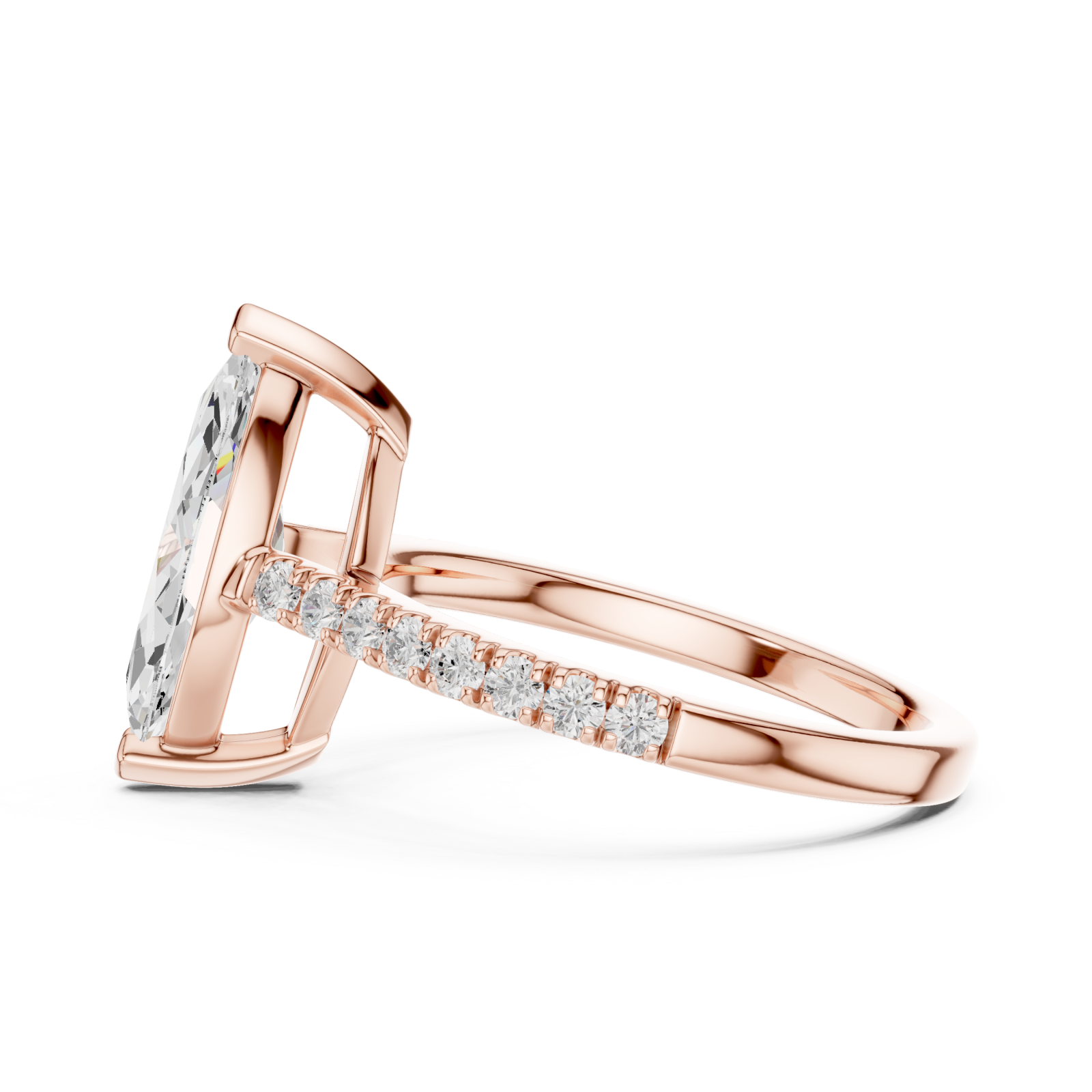  Rose Gold Lustre Crown Marquise Ring Side View