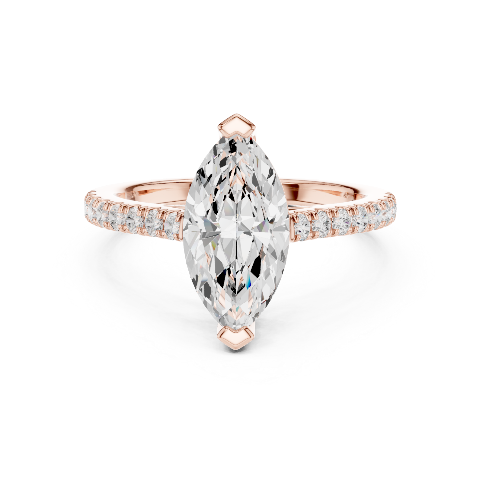  Rose Gold Lustre Crown Marquise Ring Front View