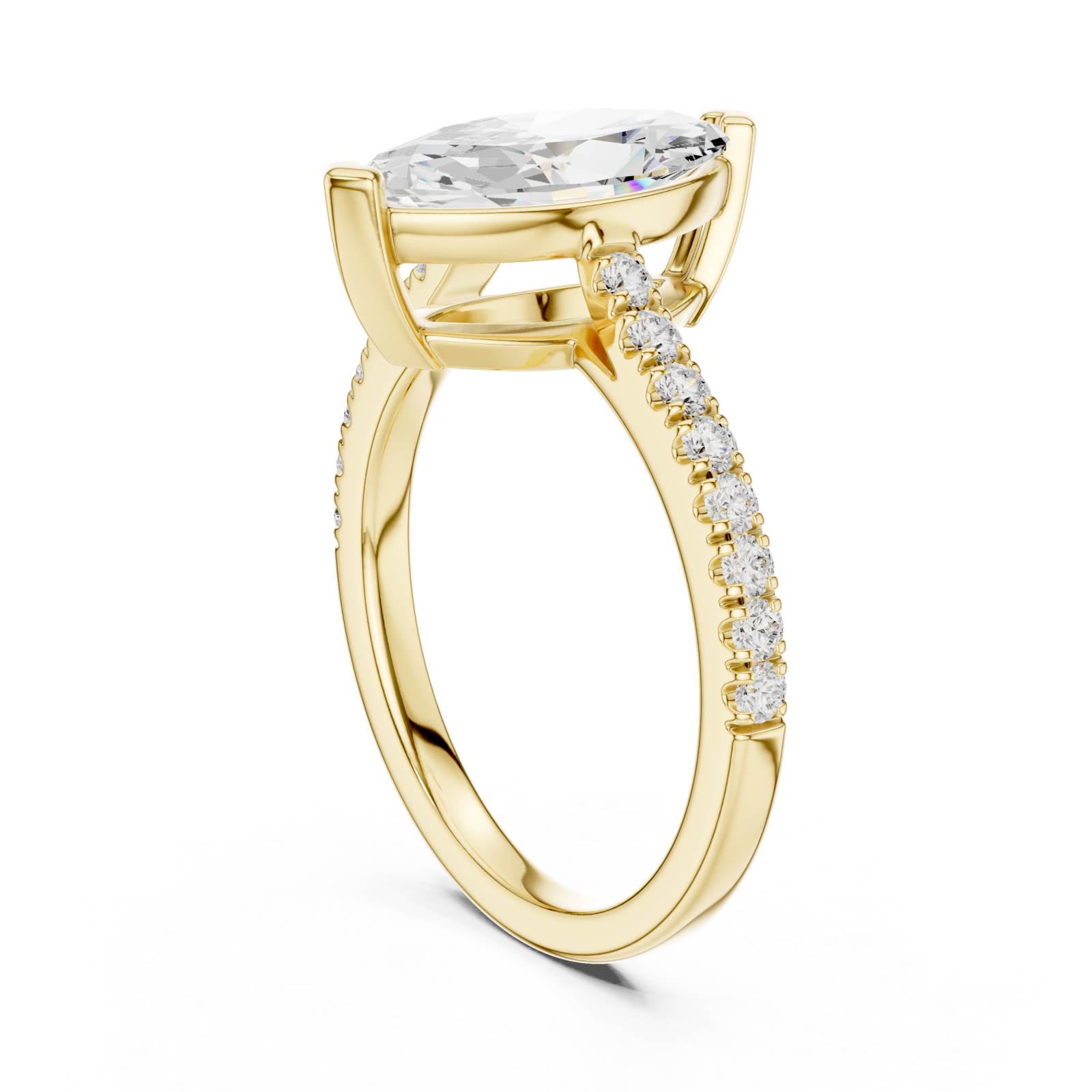  Gold Lustre Crown Marquise Ring Left View