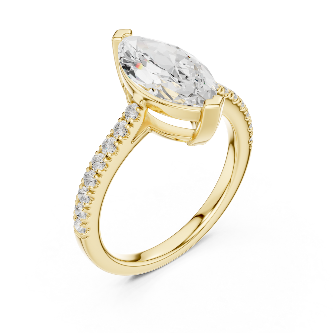 Gold Lustre Crown Marquise Ring Right View