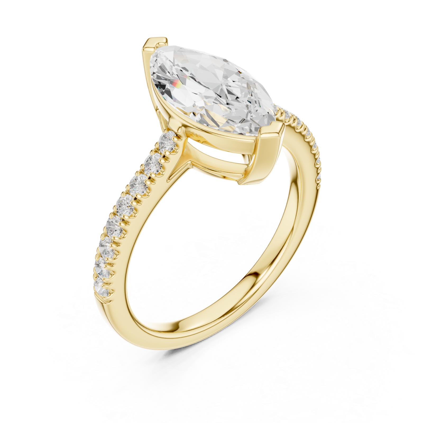 Gold Lustre Crown Marquise Ring Right View