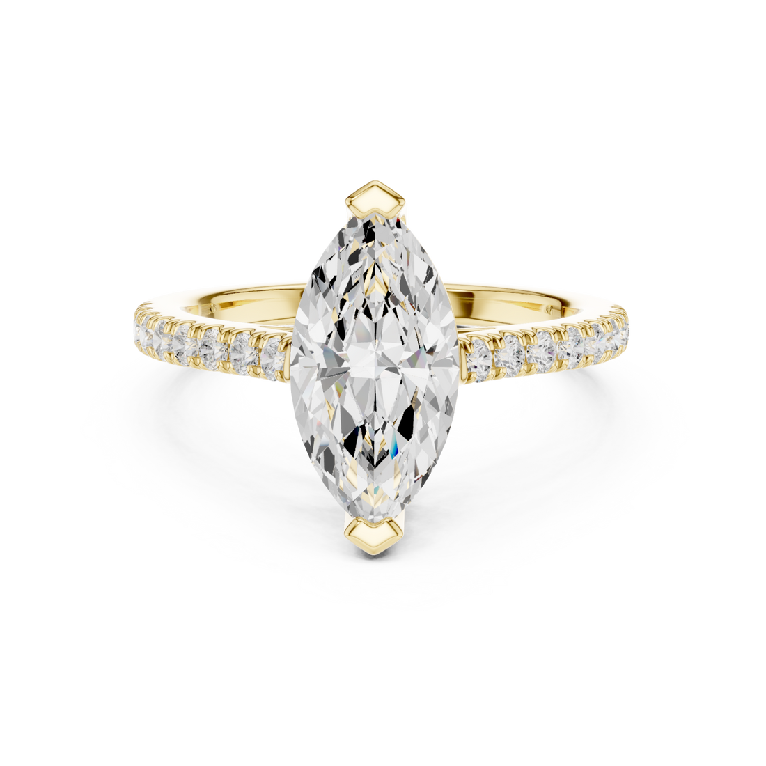 Gold Lustre Crown Marquise Ring Right View
