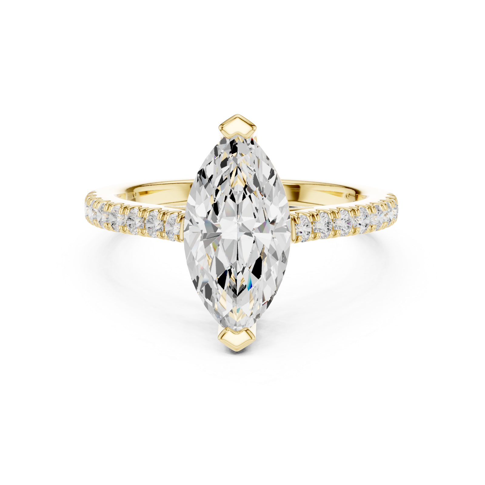  Gold Lustre Crown Marquise Ring Front View