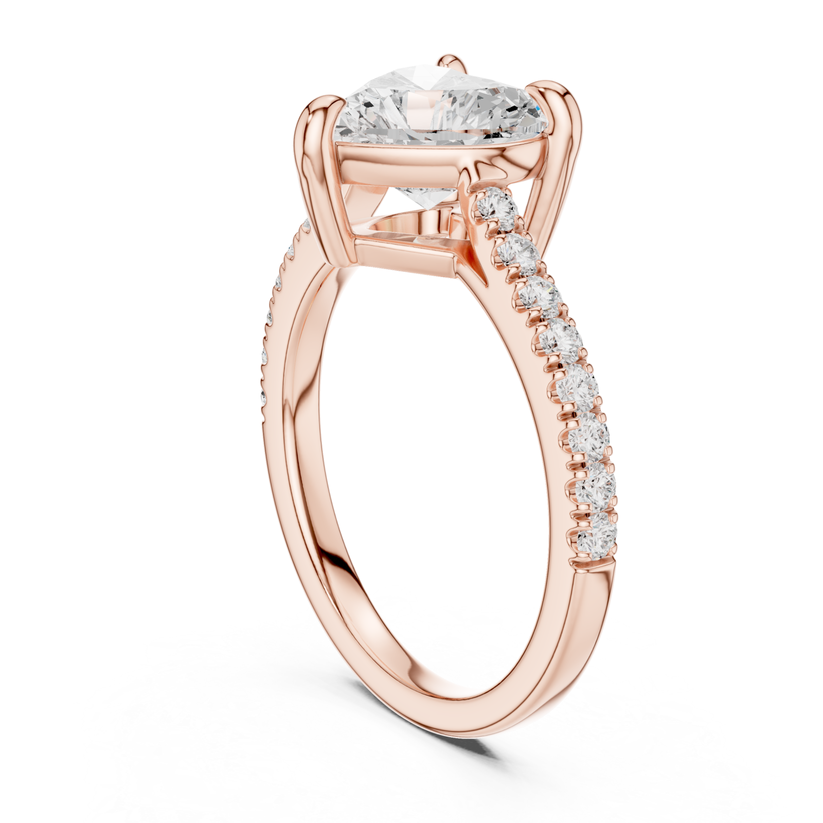 Rose Gold Radiant Heart Embrace Ring Left View