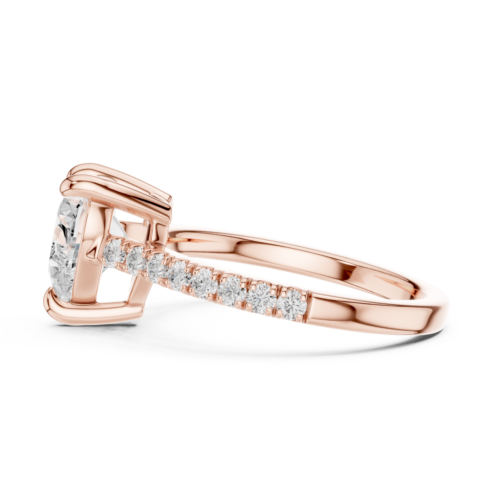  Rose Gold Radiant Heart Embrace Ring Side View