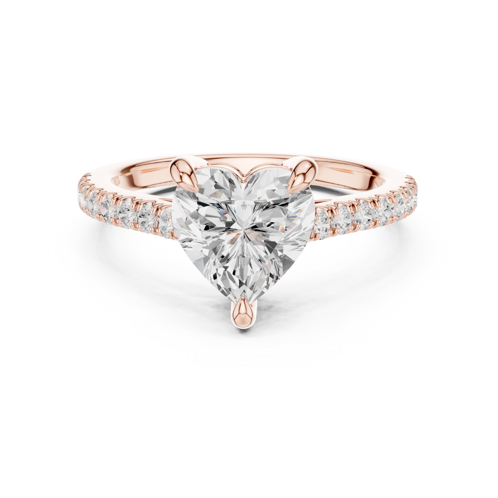  Rose Gold Radiant Heart Embrace Ring Front View