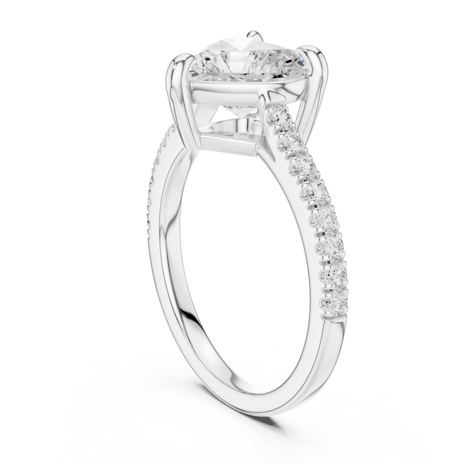  White Gold Radiant Heart Embrace Ring Left View