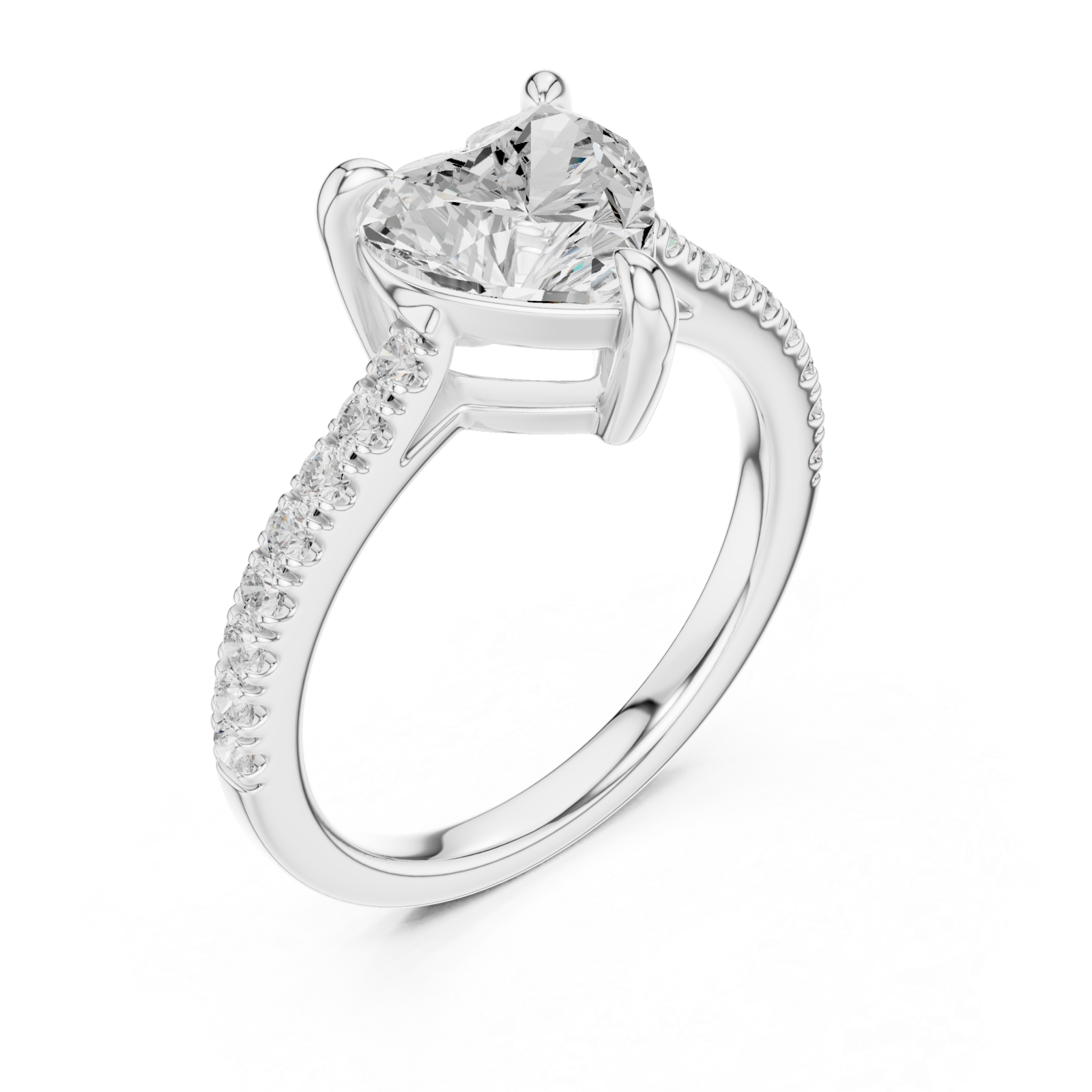  White Gold Radiant Heart Embrace Ring Right View