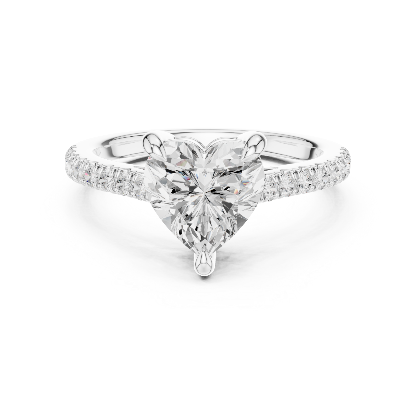  White Gold Radiant Heart Embrace Ring Front View