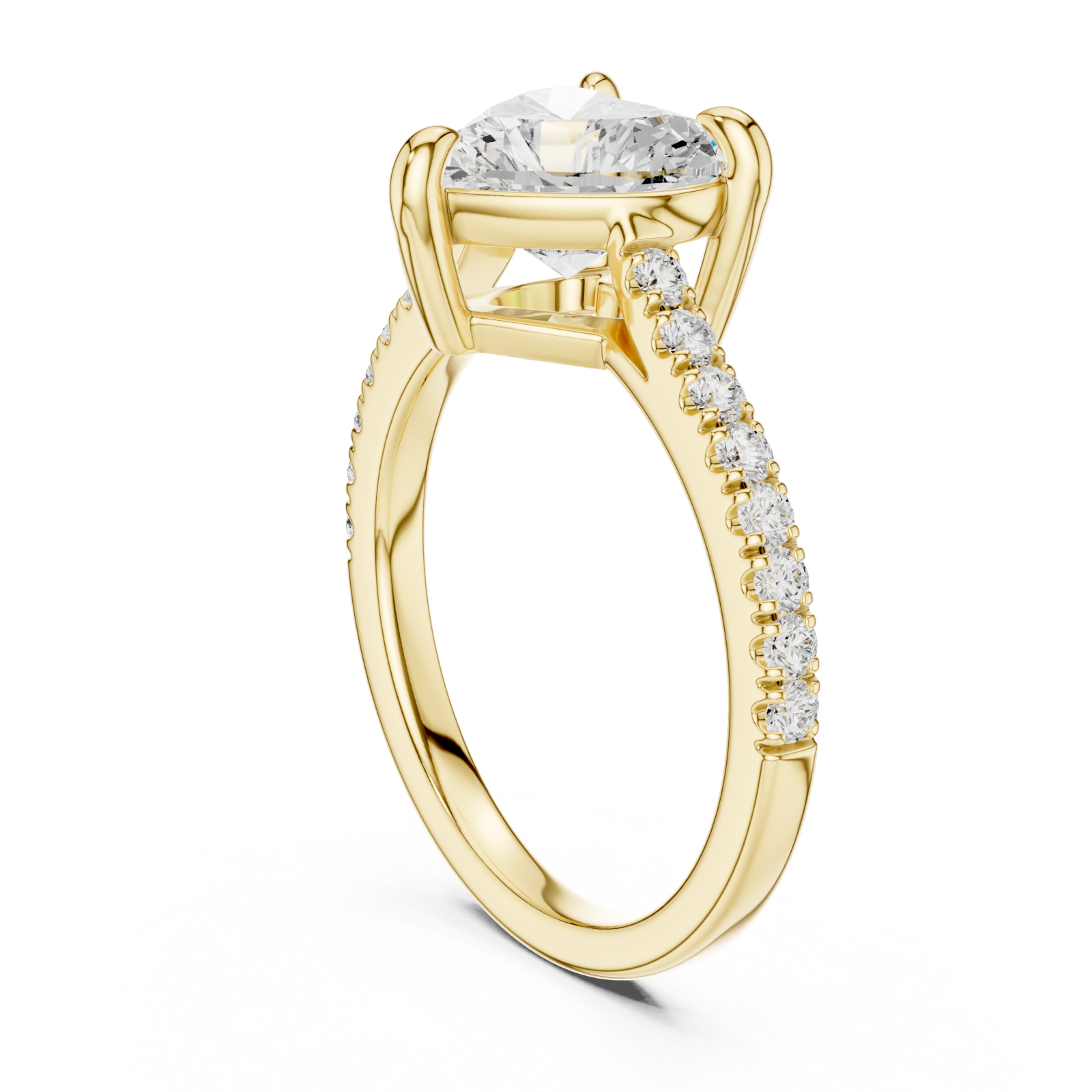  Gold Radiant Heart Embrace Ring Left View
