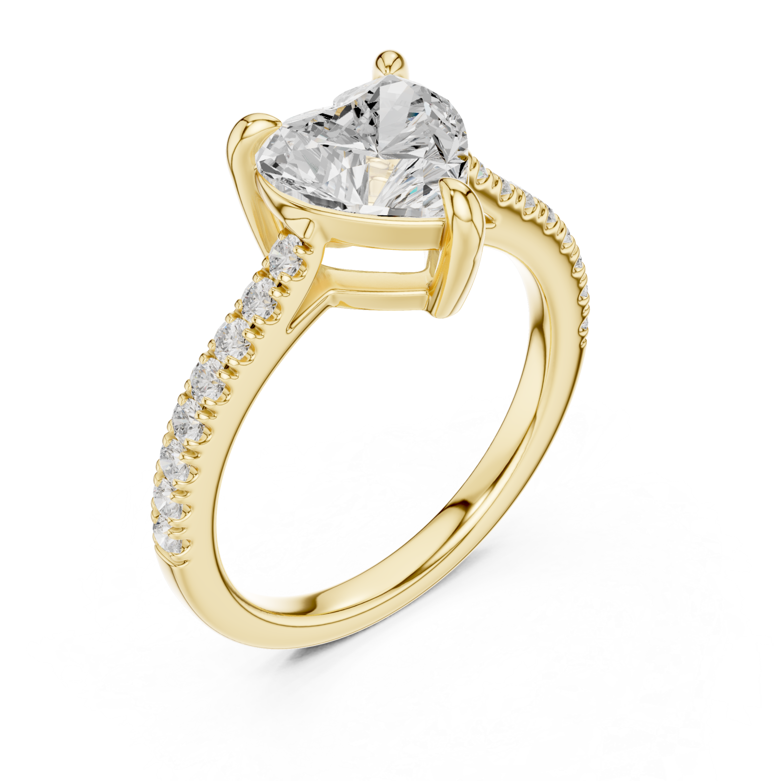 Gold Radiant Heart Embrace Ring Right View
