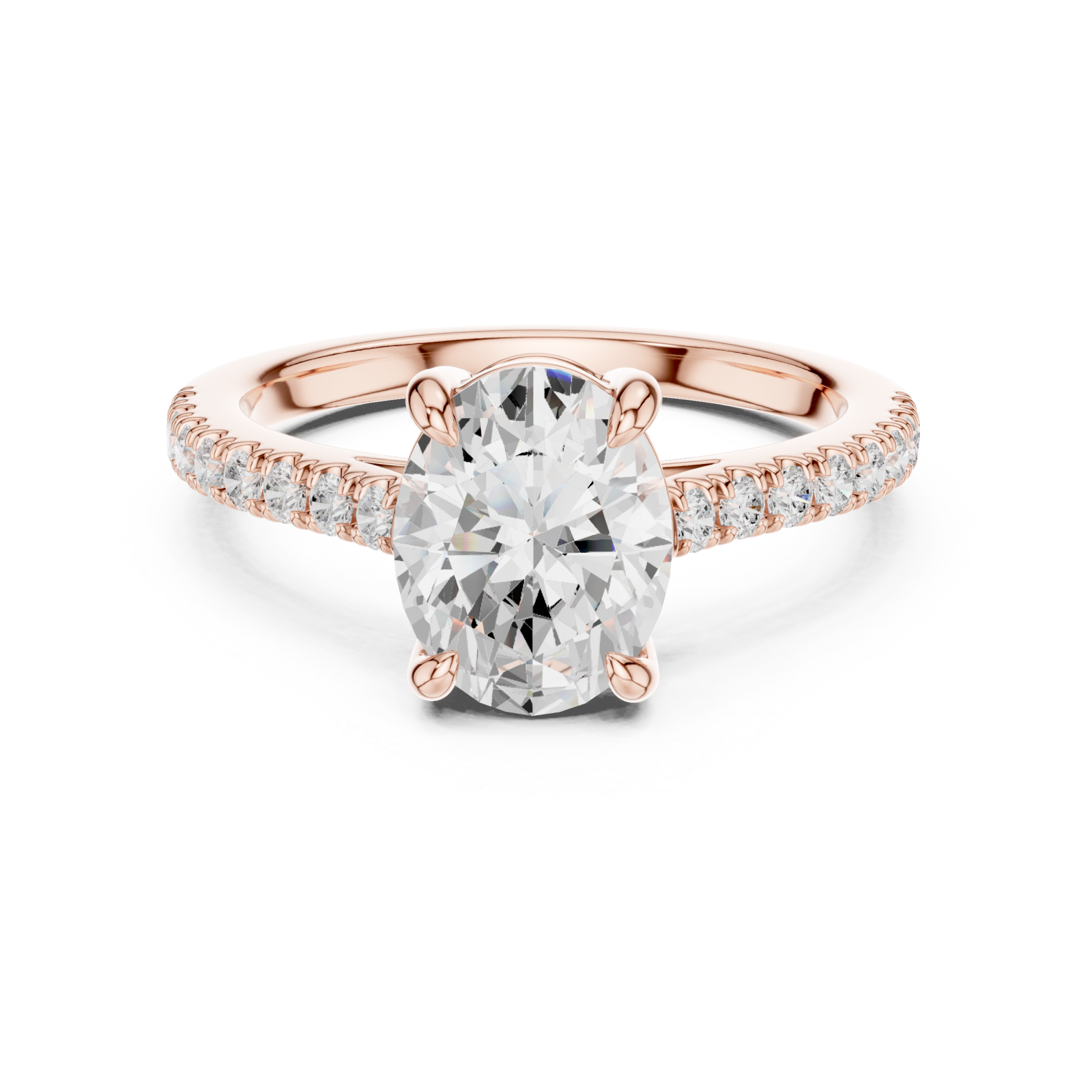  Rose Gold Empress Halo Solitaire Ring Front View