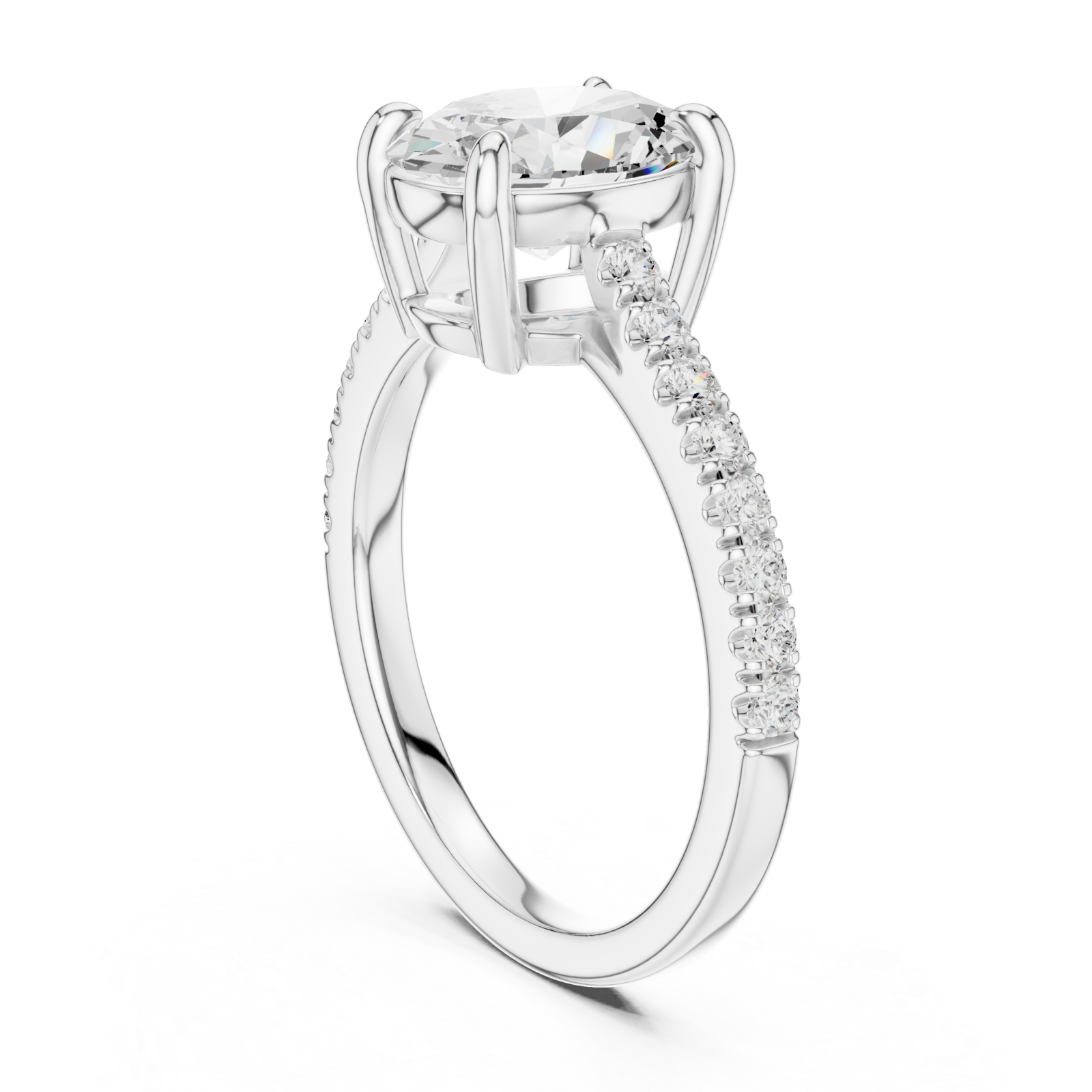  White Gold Empress Halo Solitaire Ring Left View