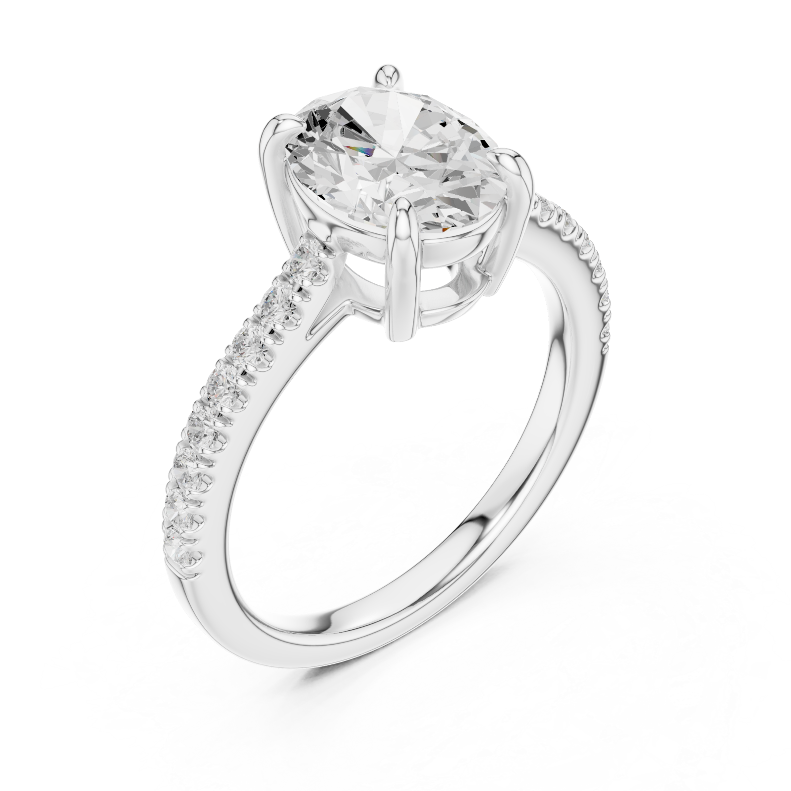  White Gold Empress Halo Solitaire Ring Right View