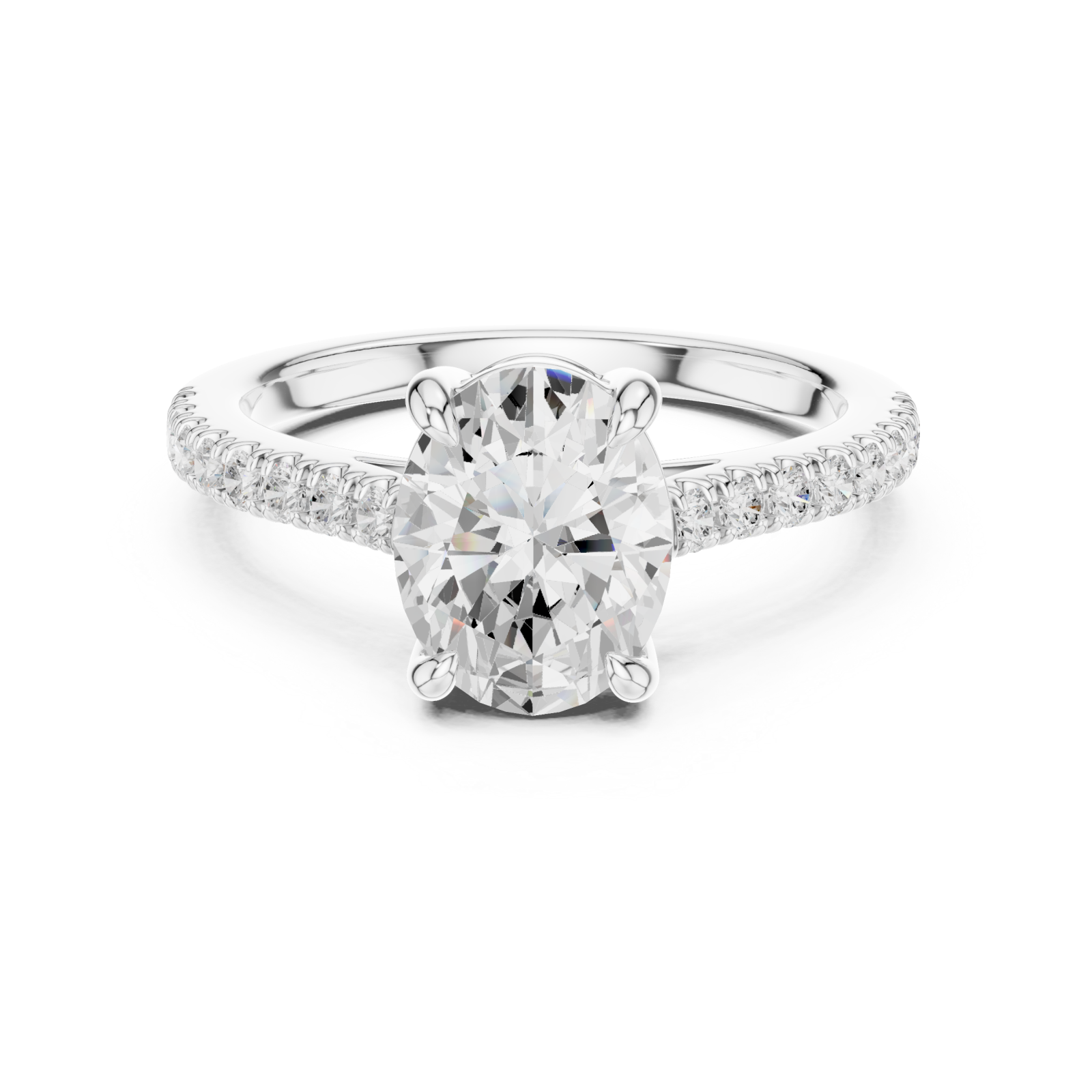  White Gold Empress Halo Solitaire Ring Front View