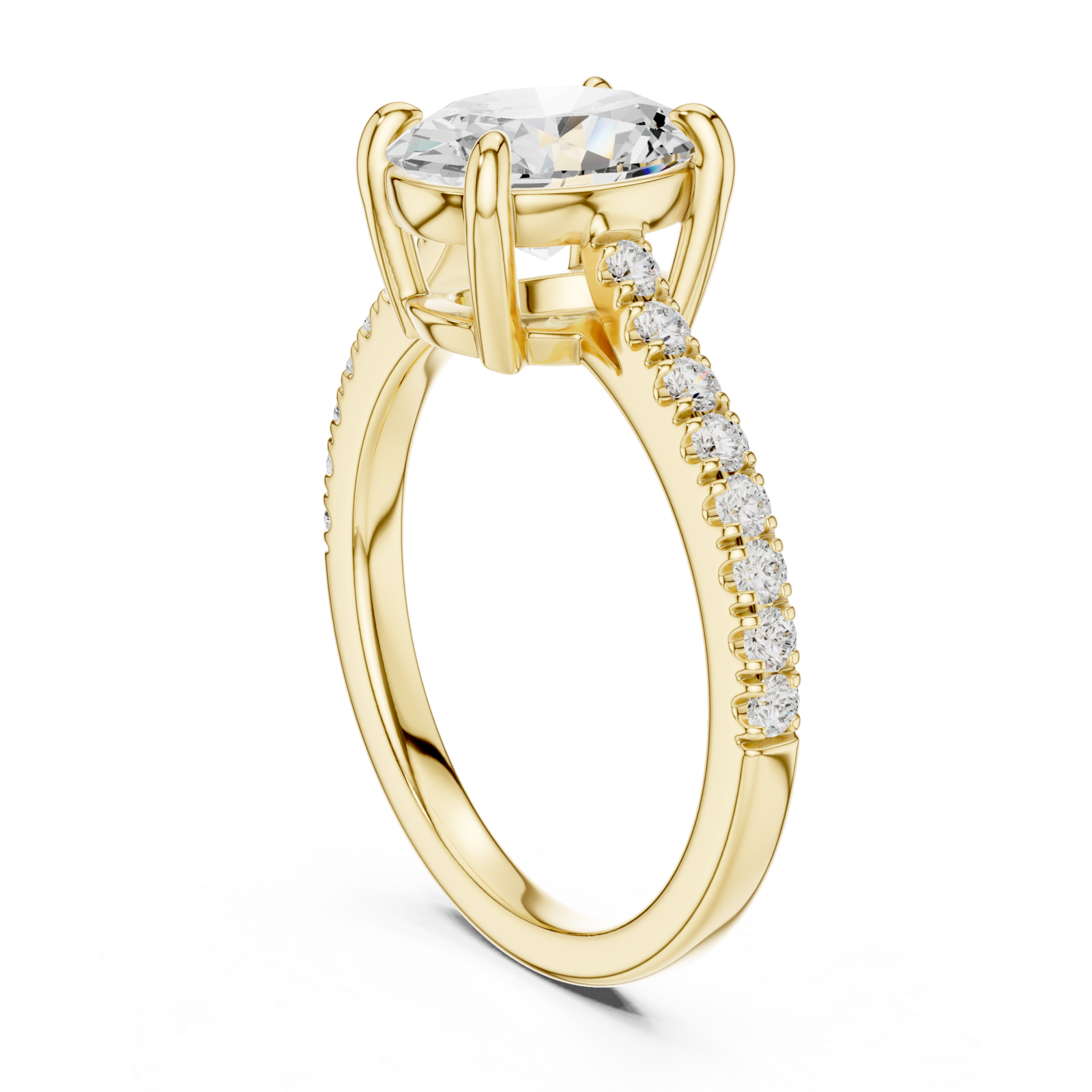  Gold Empress Halo Solitaire Ring Left View