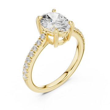 Gold Empress Halo Solitaire Ring Right View
