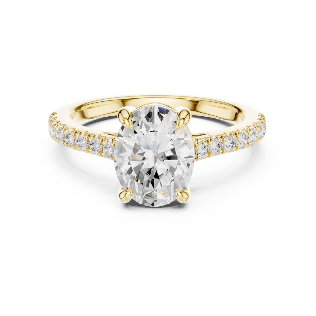 Gold Empress Halo Solitaire Ring Right View