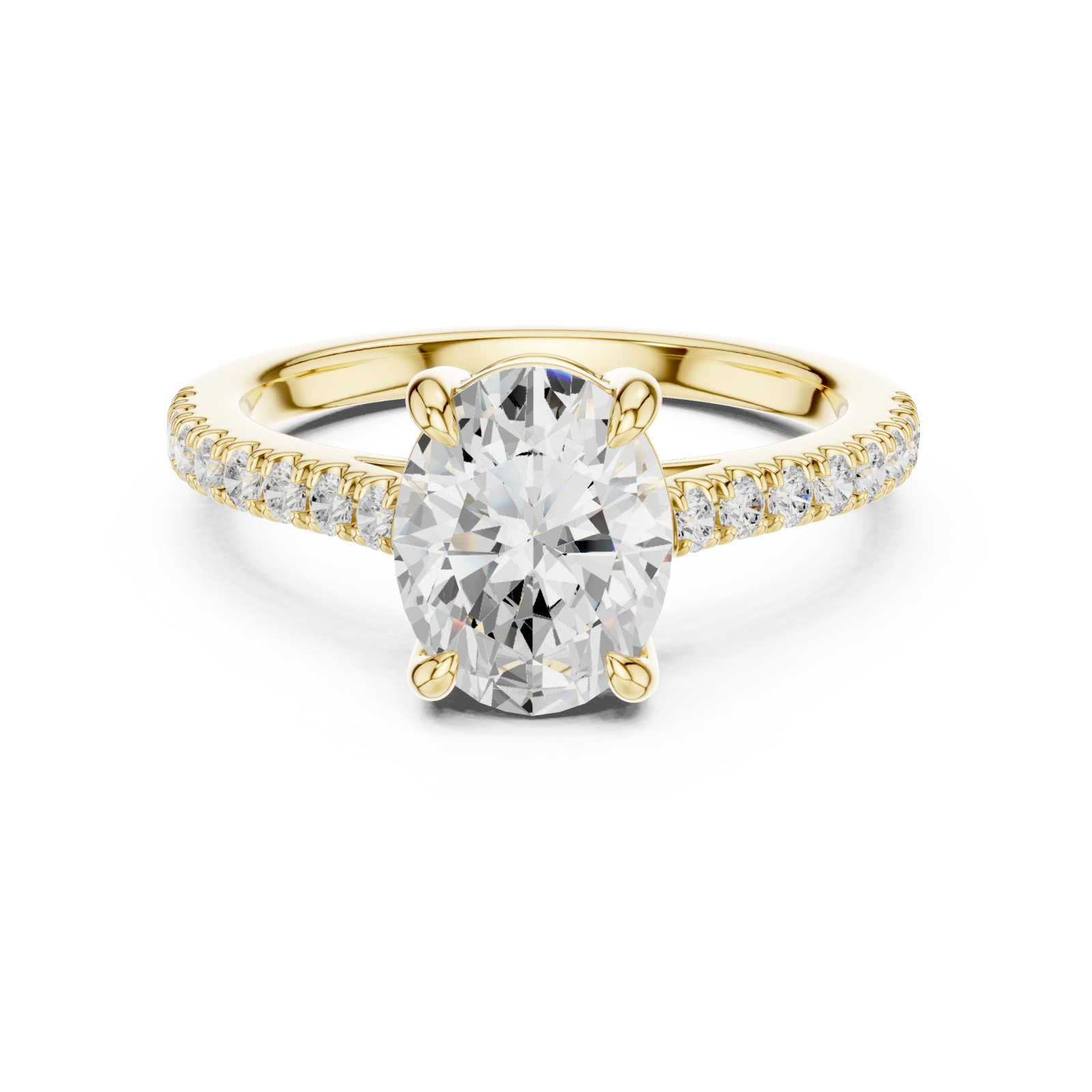  Gold Empress Halo Solitaire Ring Front View