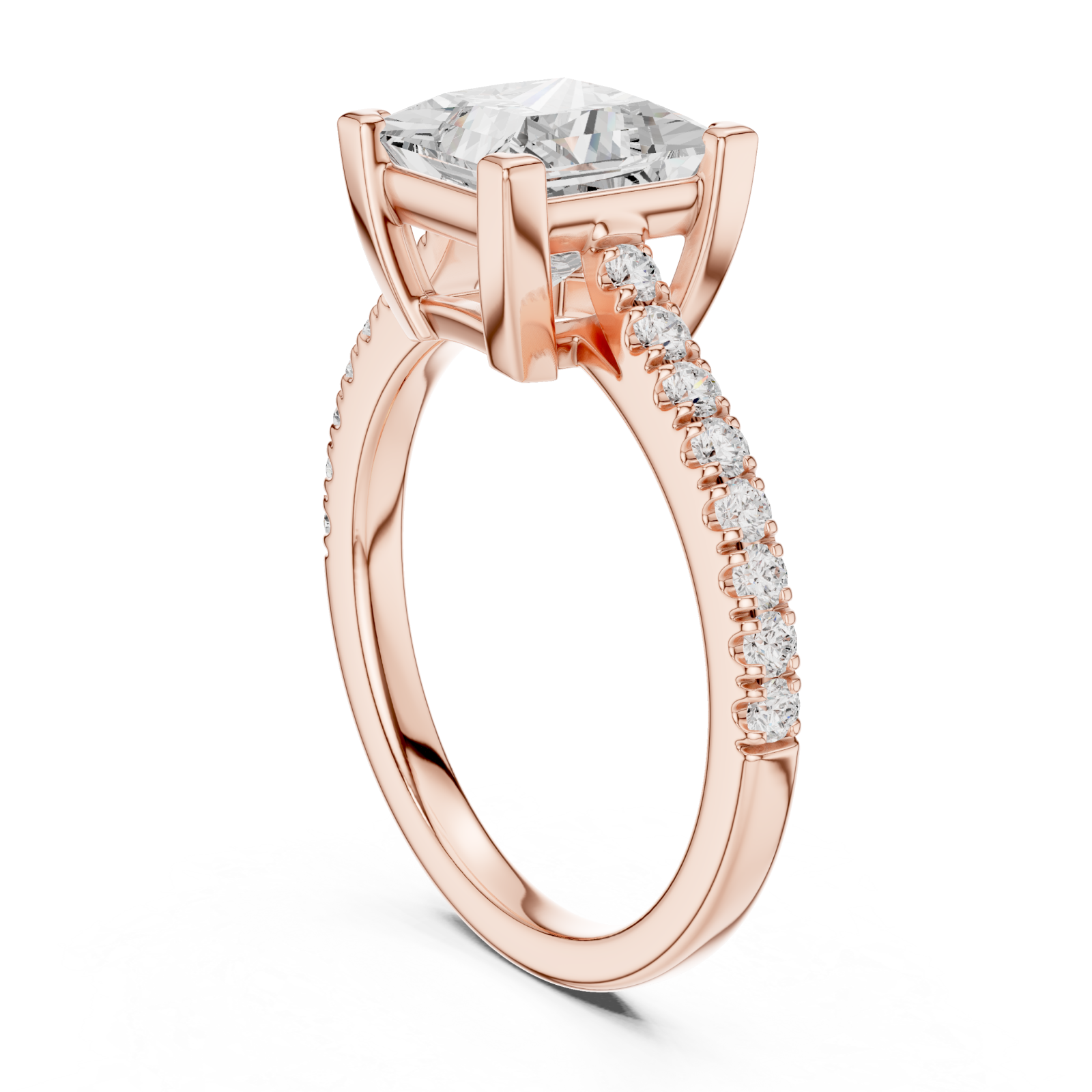  Rose Gold Luminous Square Embrace Engagement Ring Left View