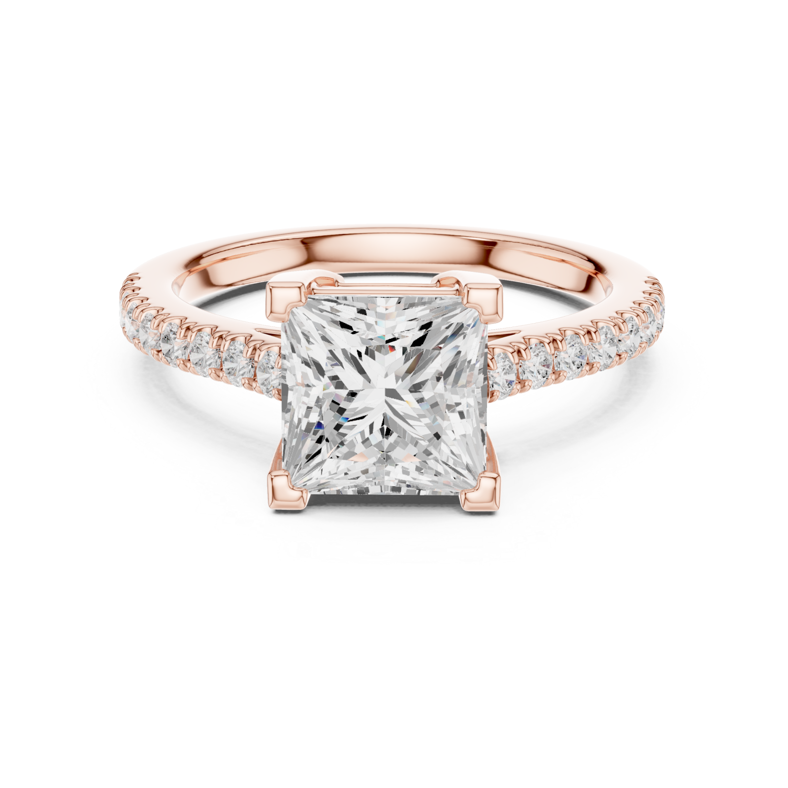  Rose Gold Luminous Square Embrace Engagement Ring Front View