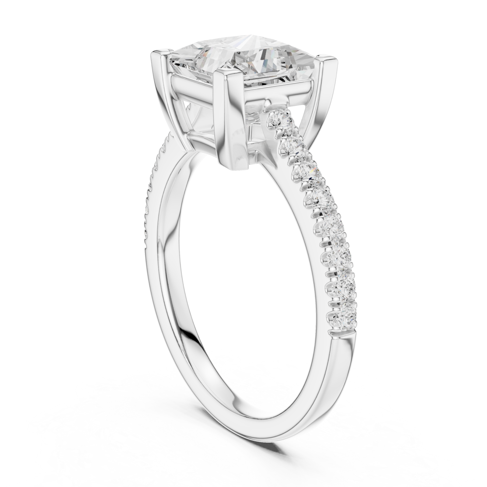  White Gold Luminous Square Embrace Engagement Ring Left View