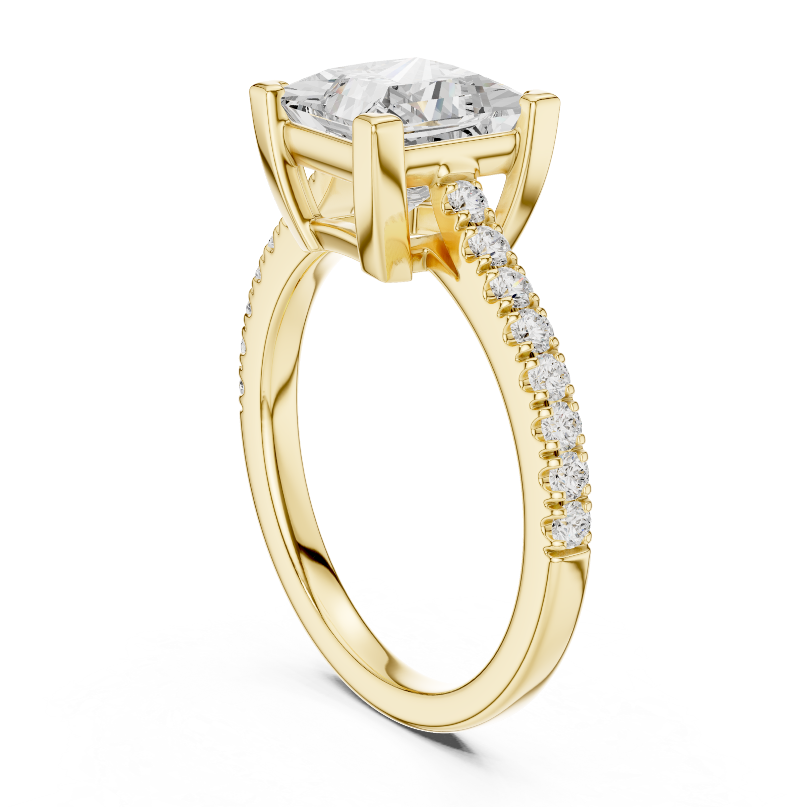  Gold Luminous Square Embrace Engagement Ring Left View
